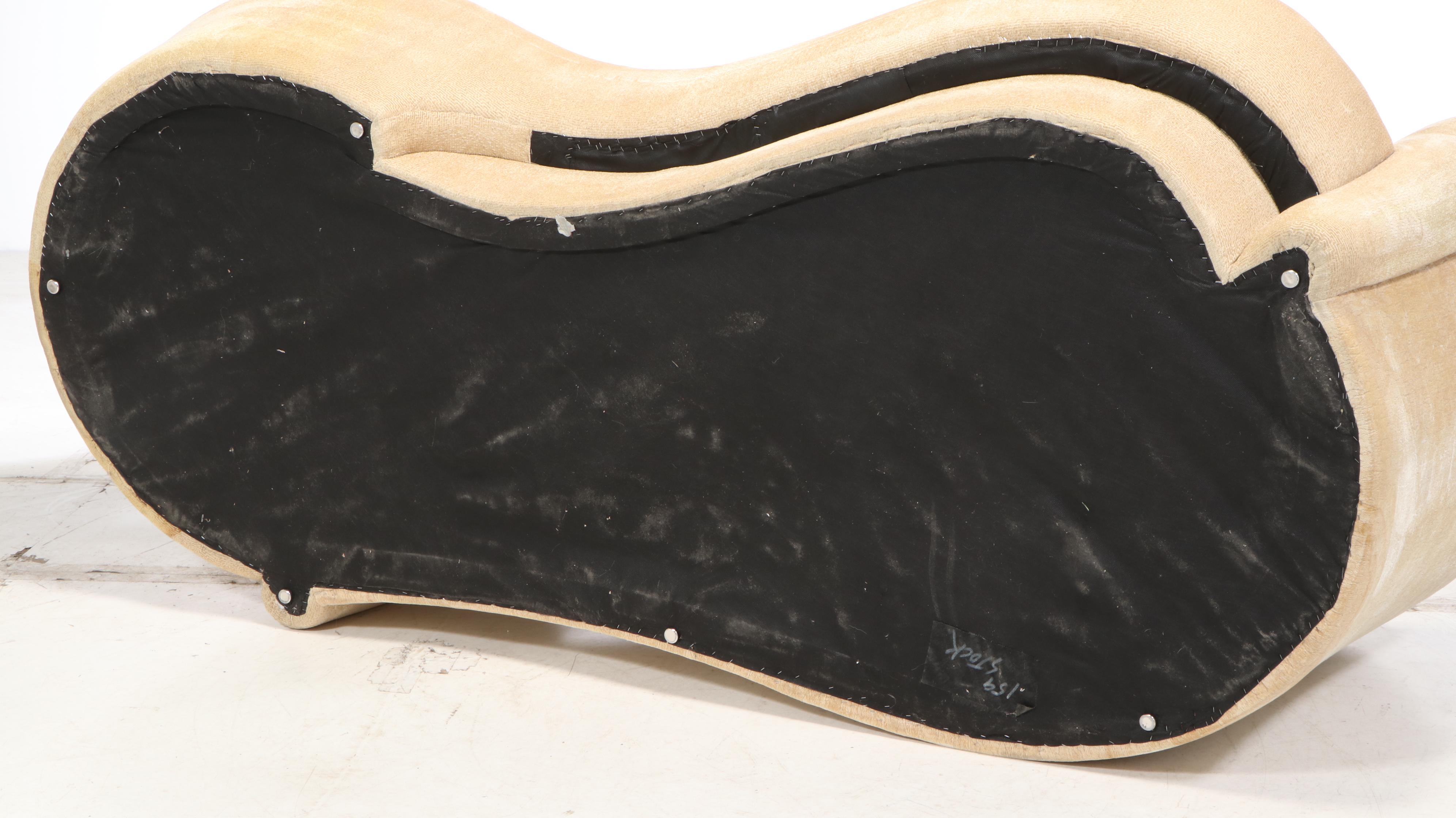 Contemporary Kidney Shaped Chenille Upholstered Sofa