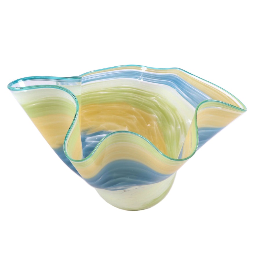 Blown Glass Centerpiece Handkerchief Bowl