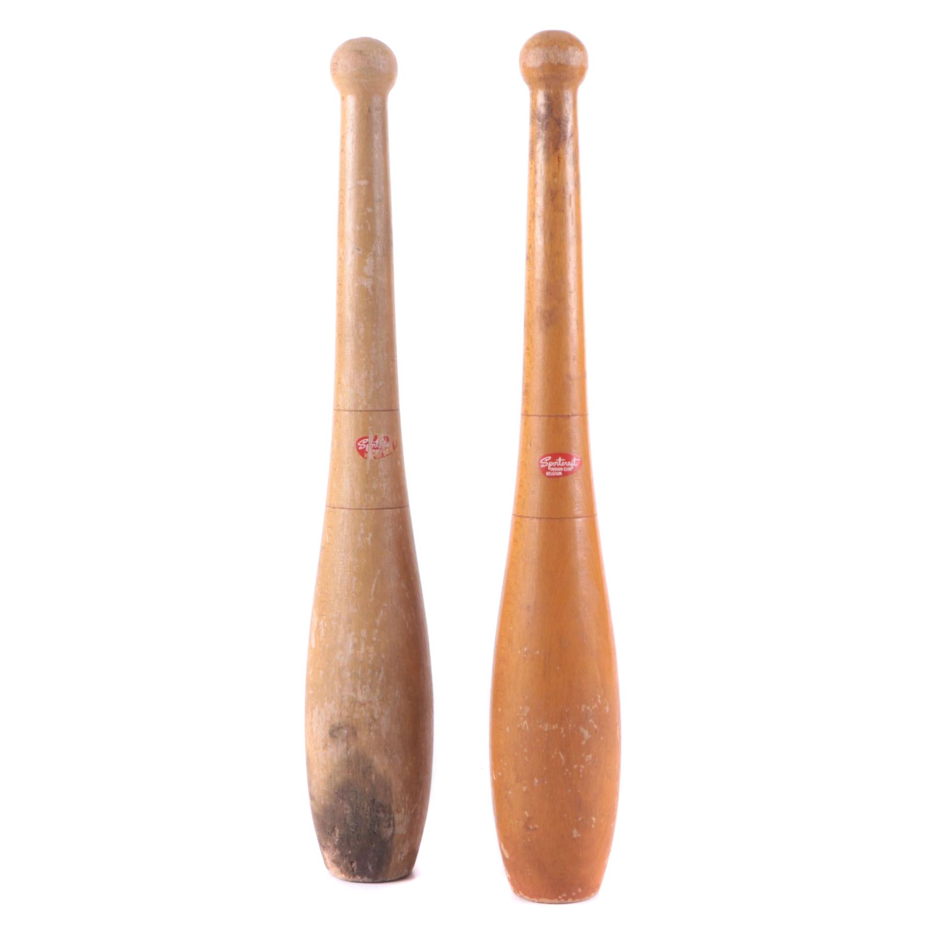 Sportscraft Belgium Wooden Juggling Clubs, circa 1940