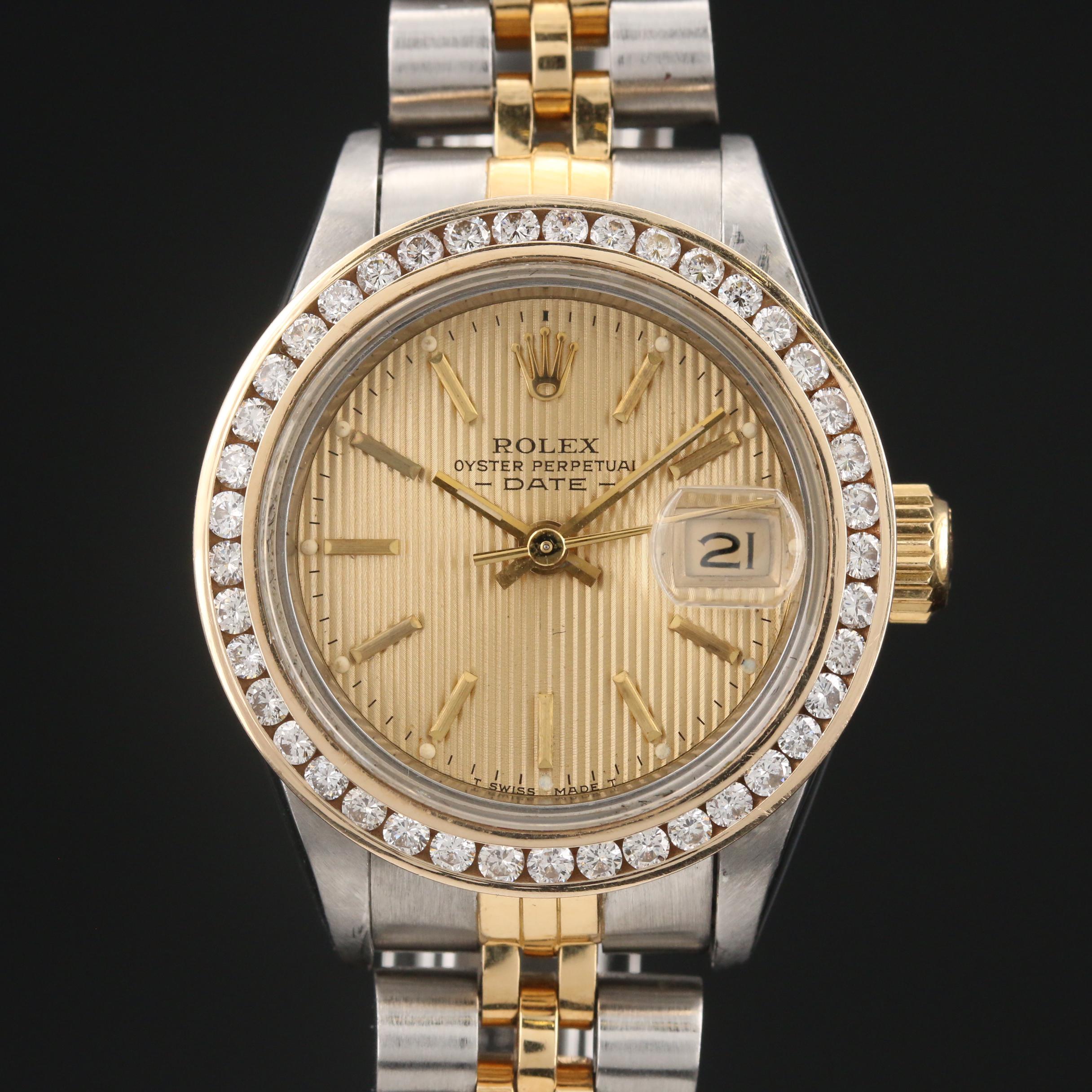 1984 Rolex Datejust Watch with Diamond Bezel