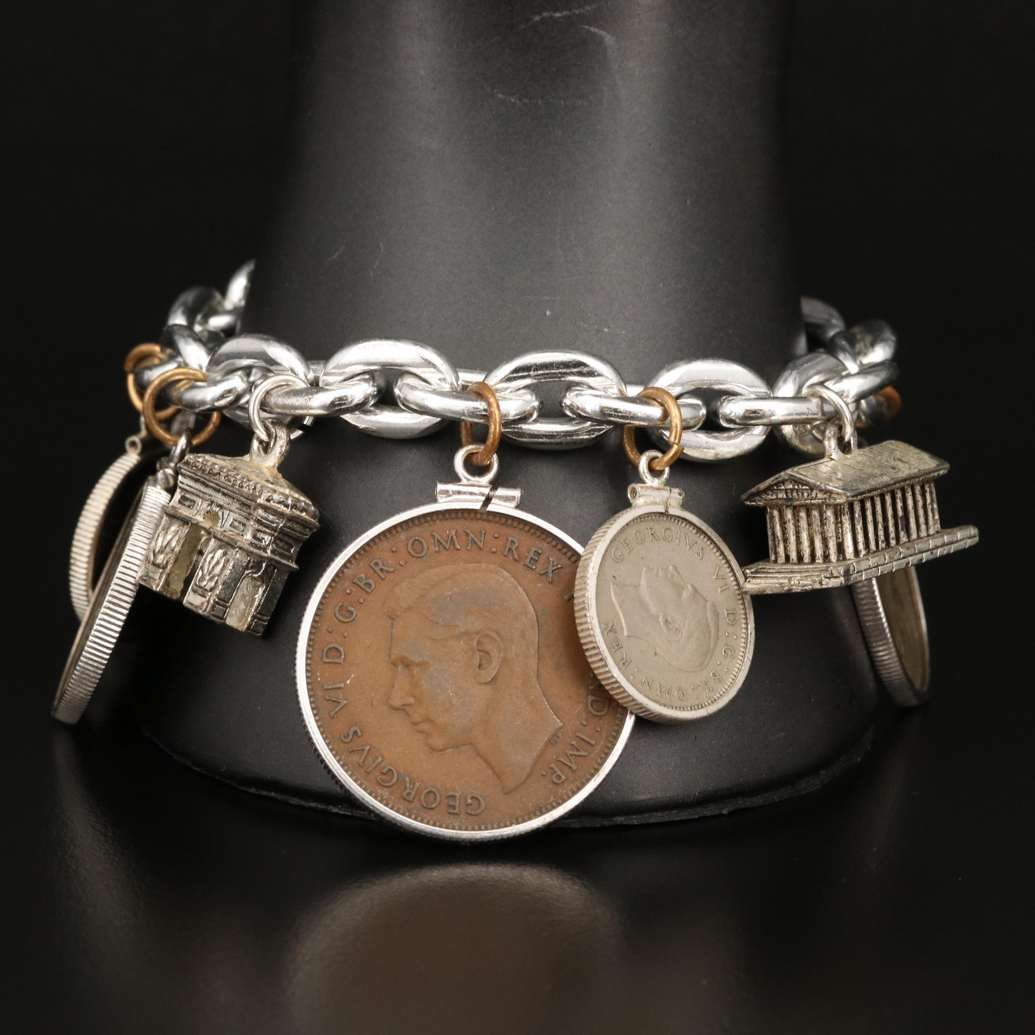 Bracelet with British, Canadian and French Coins