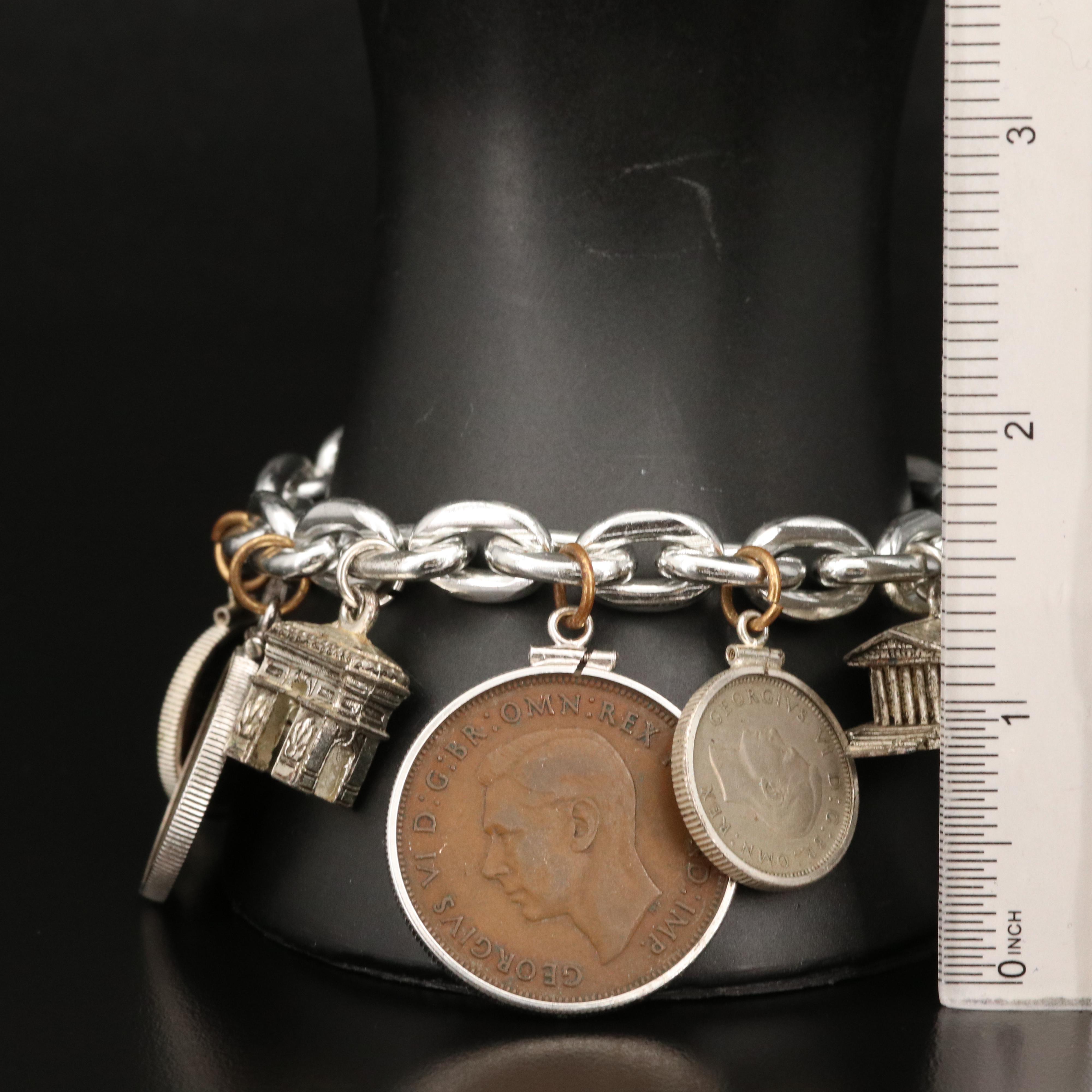 Bracelet with British, Canadian and French Coins