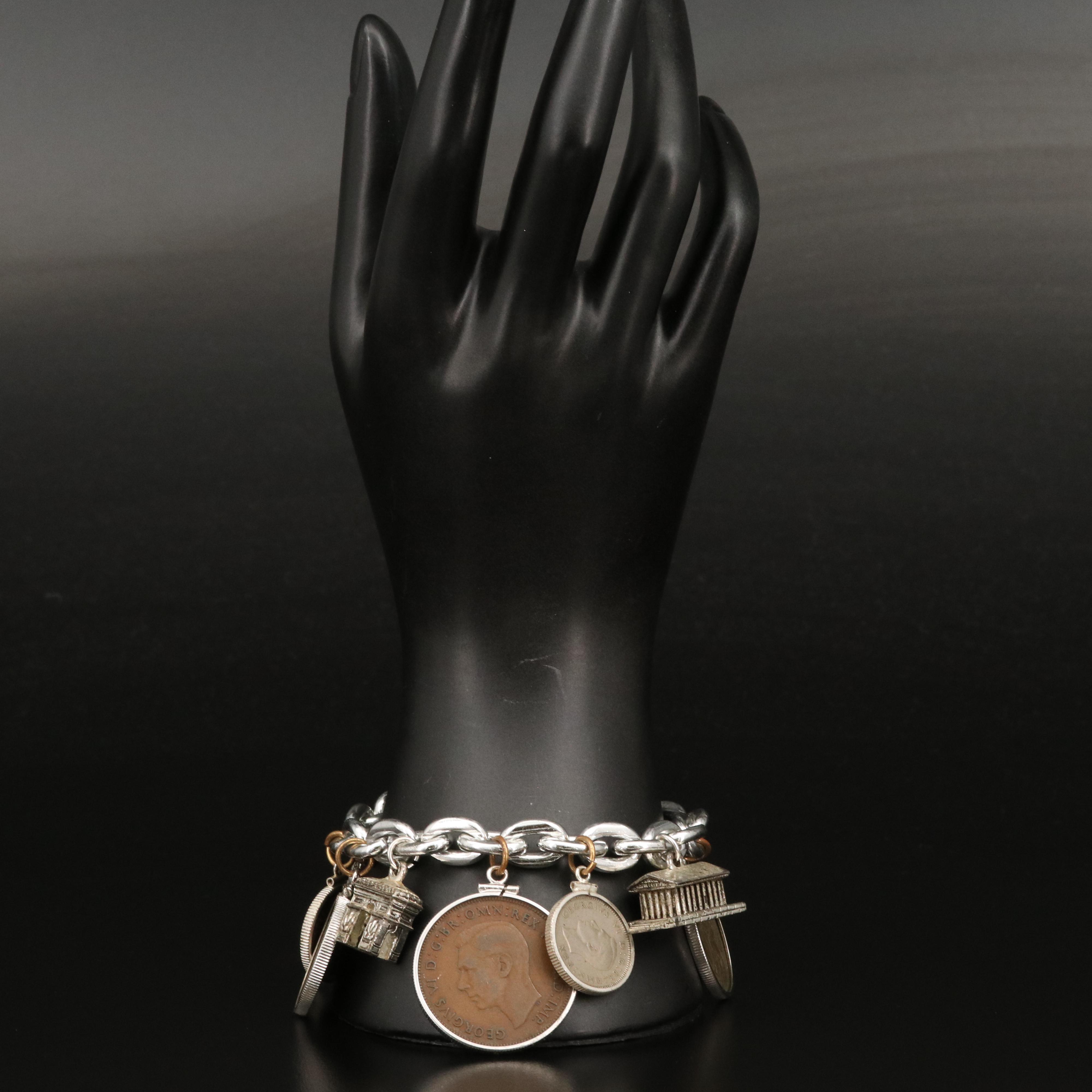 Bracelet with British, Canadian and French Coins