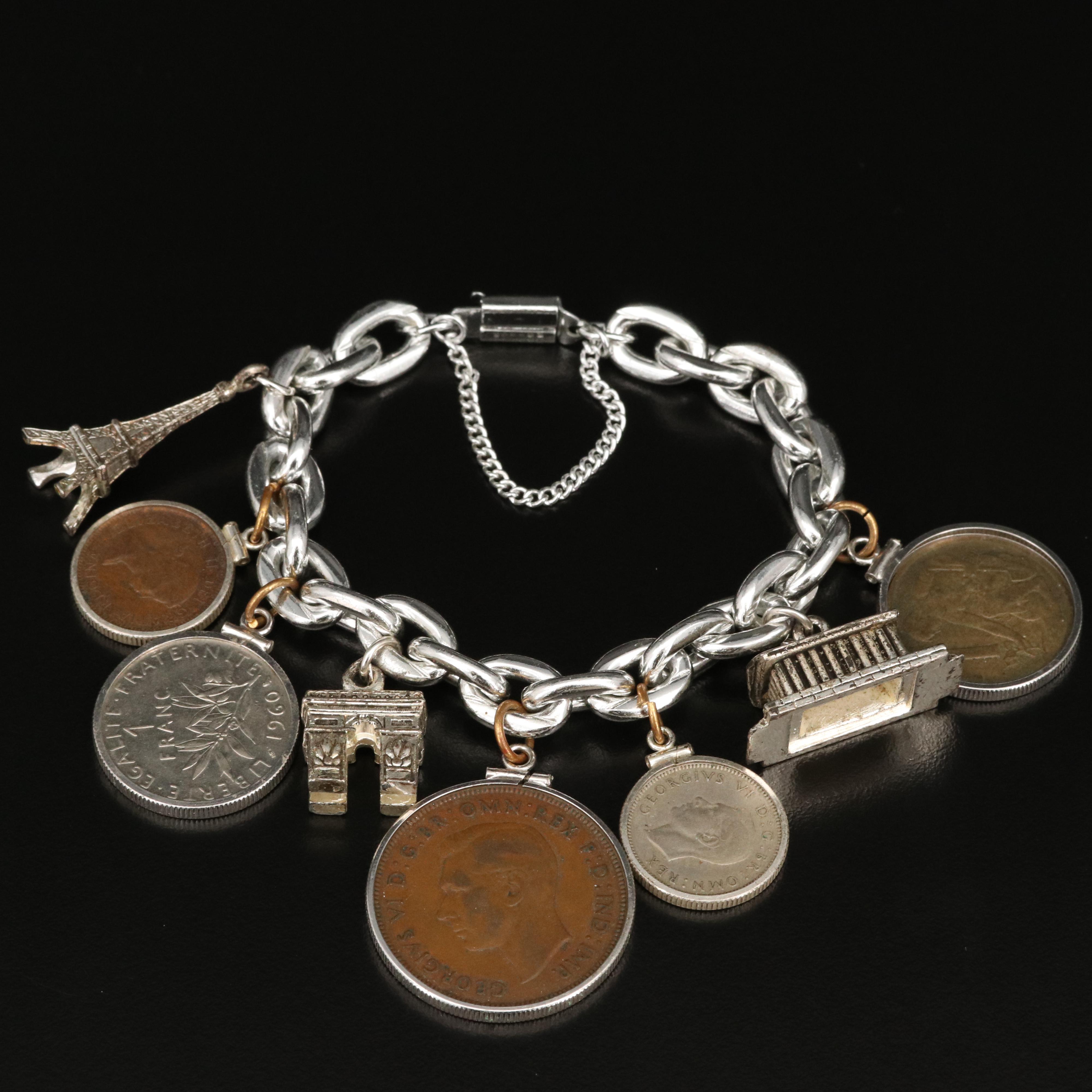 Bracelet with British, Canadian and French Coins