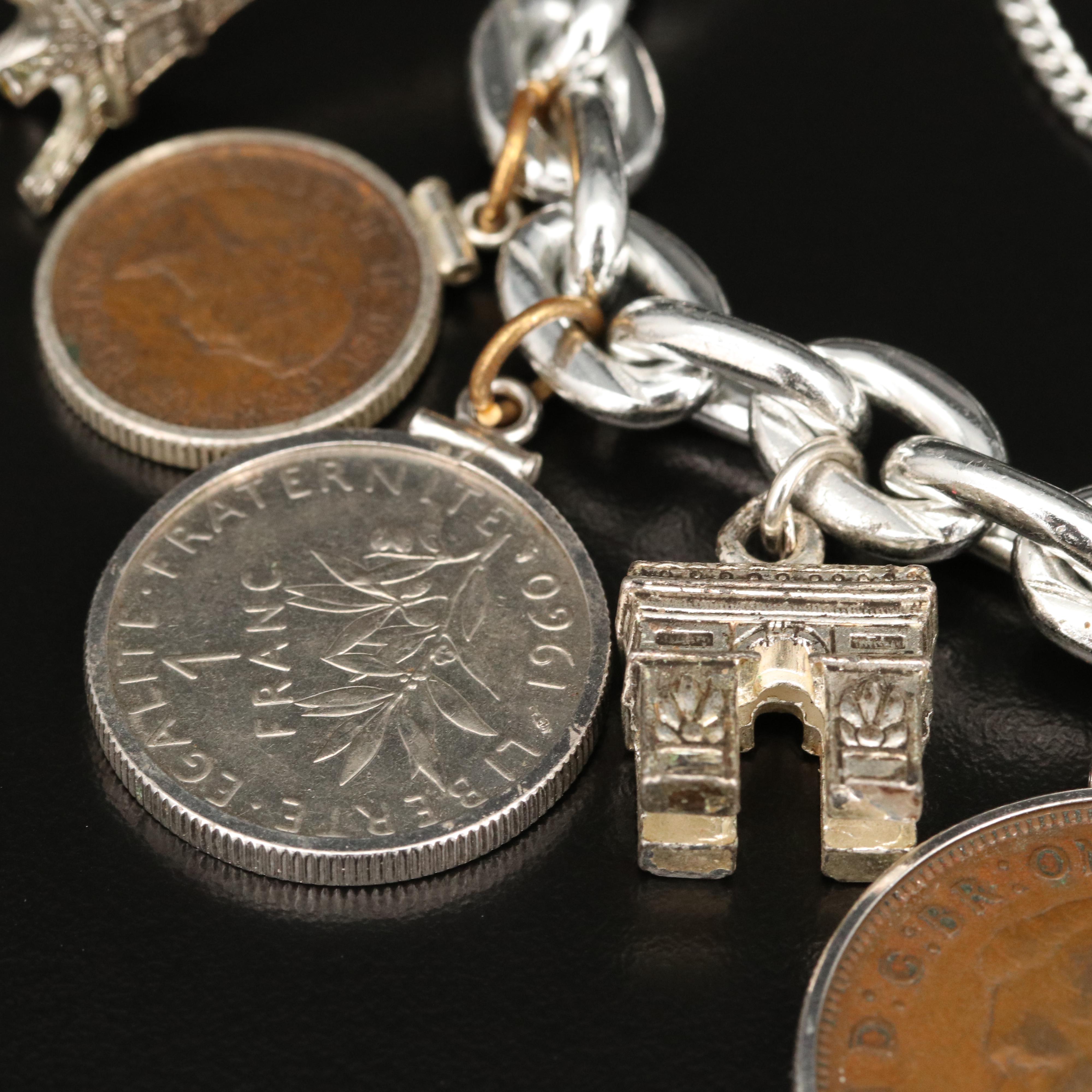 Bracelet with British, Canadian and French Coins