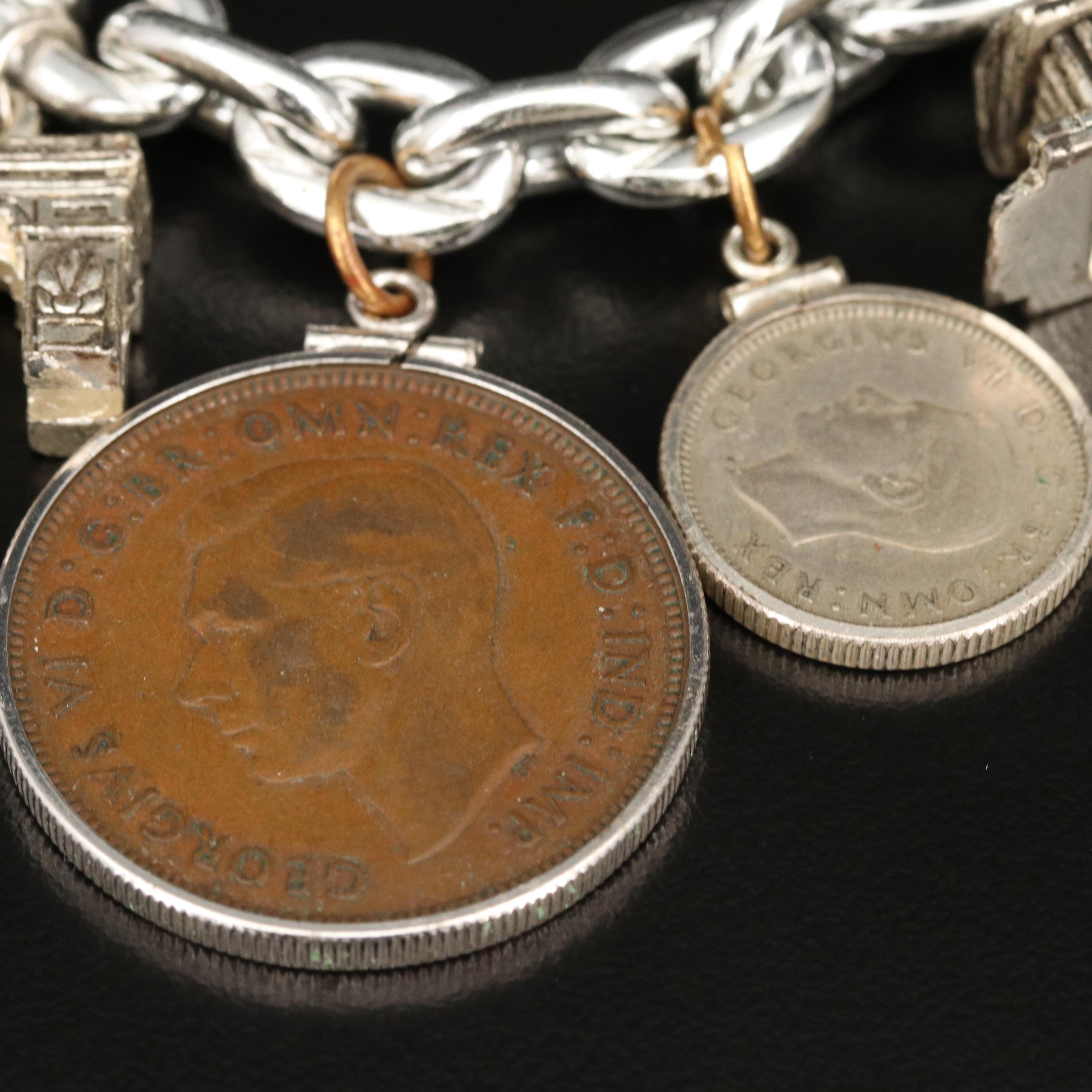 Bracelet with British, Canadian and French Coins