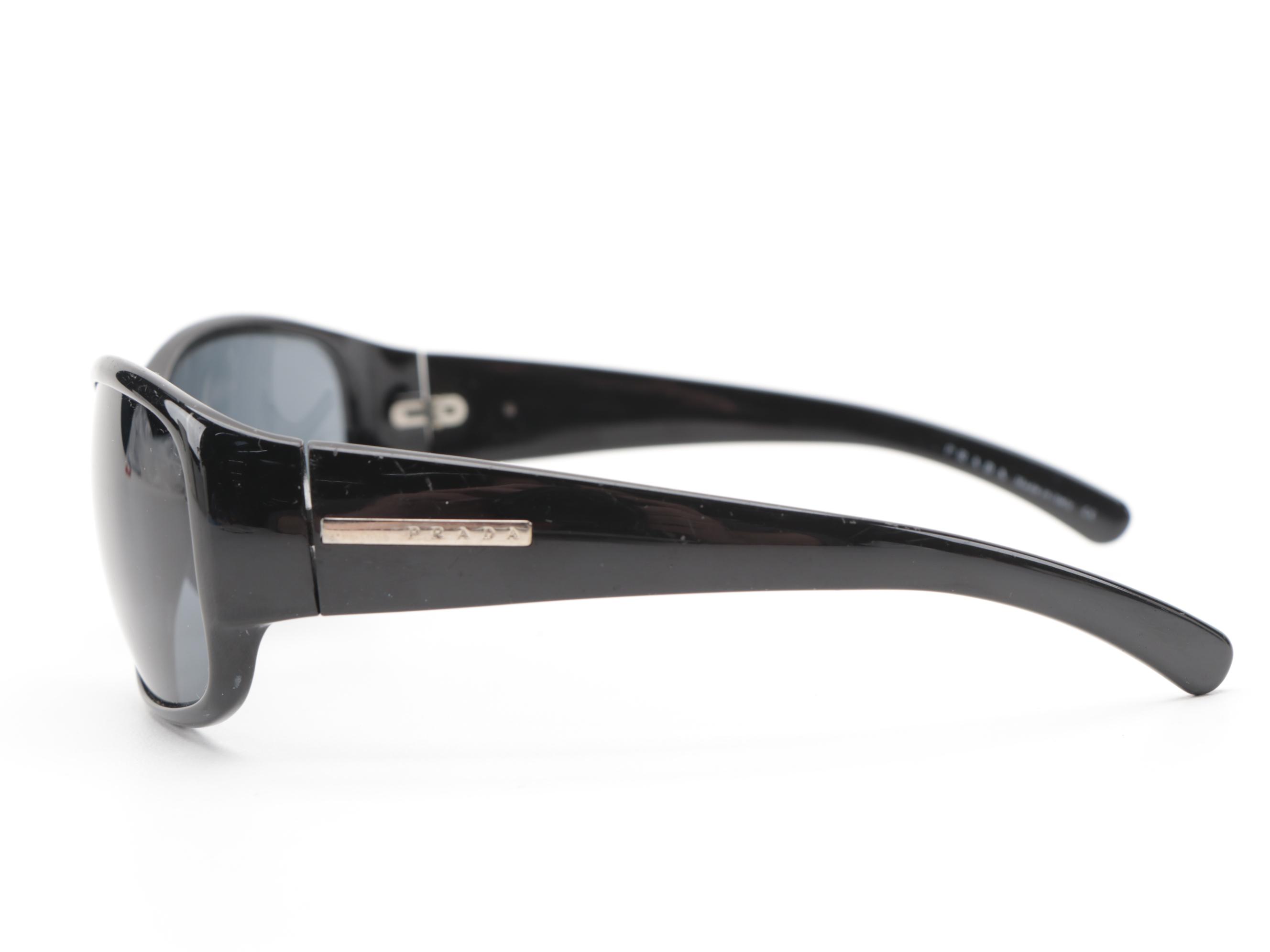 Prada SPR 12F Black Oval Sunglasses