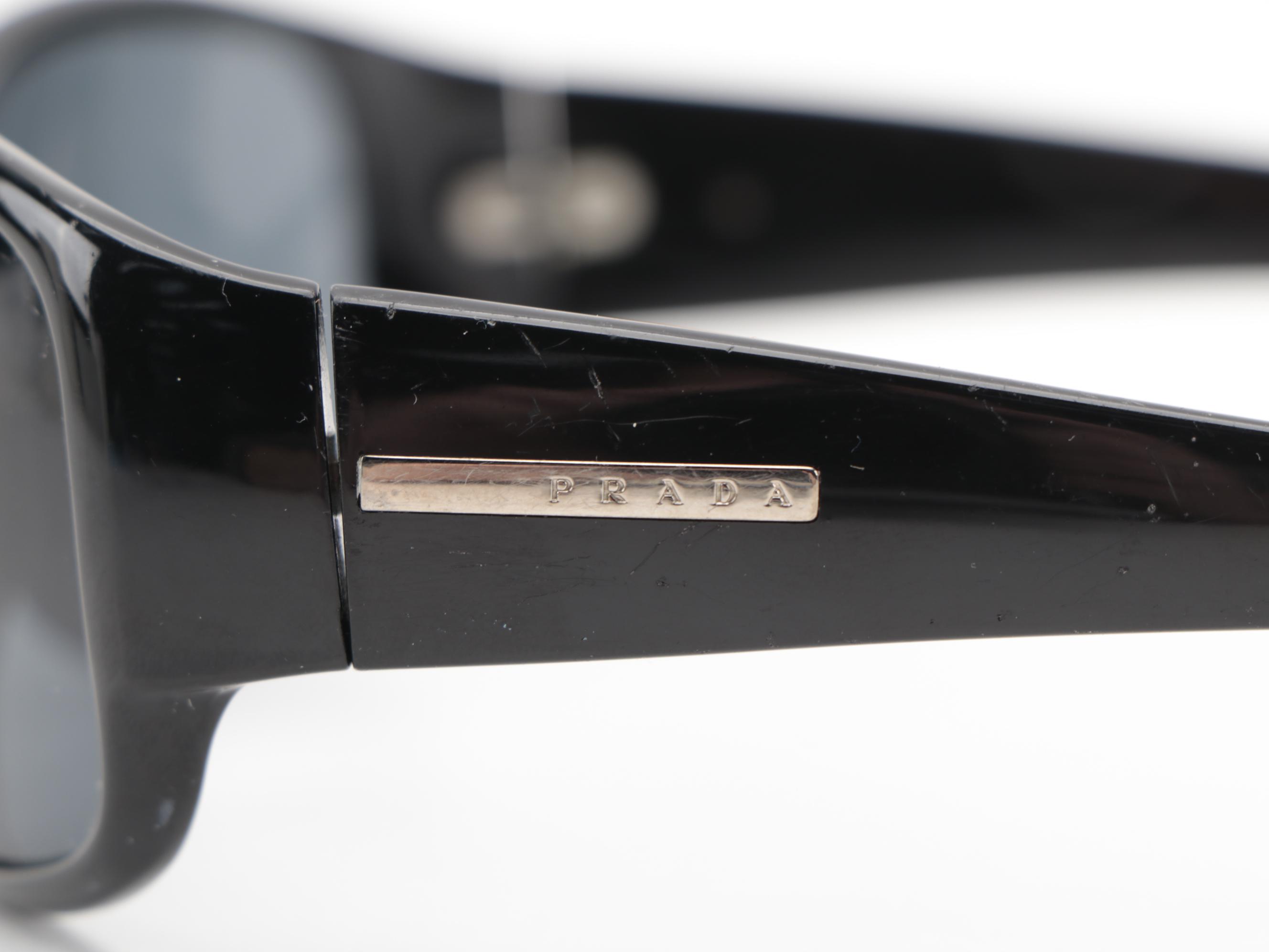 Prada SPR 12F Black Oval Sunglasses