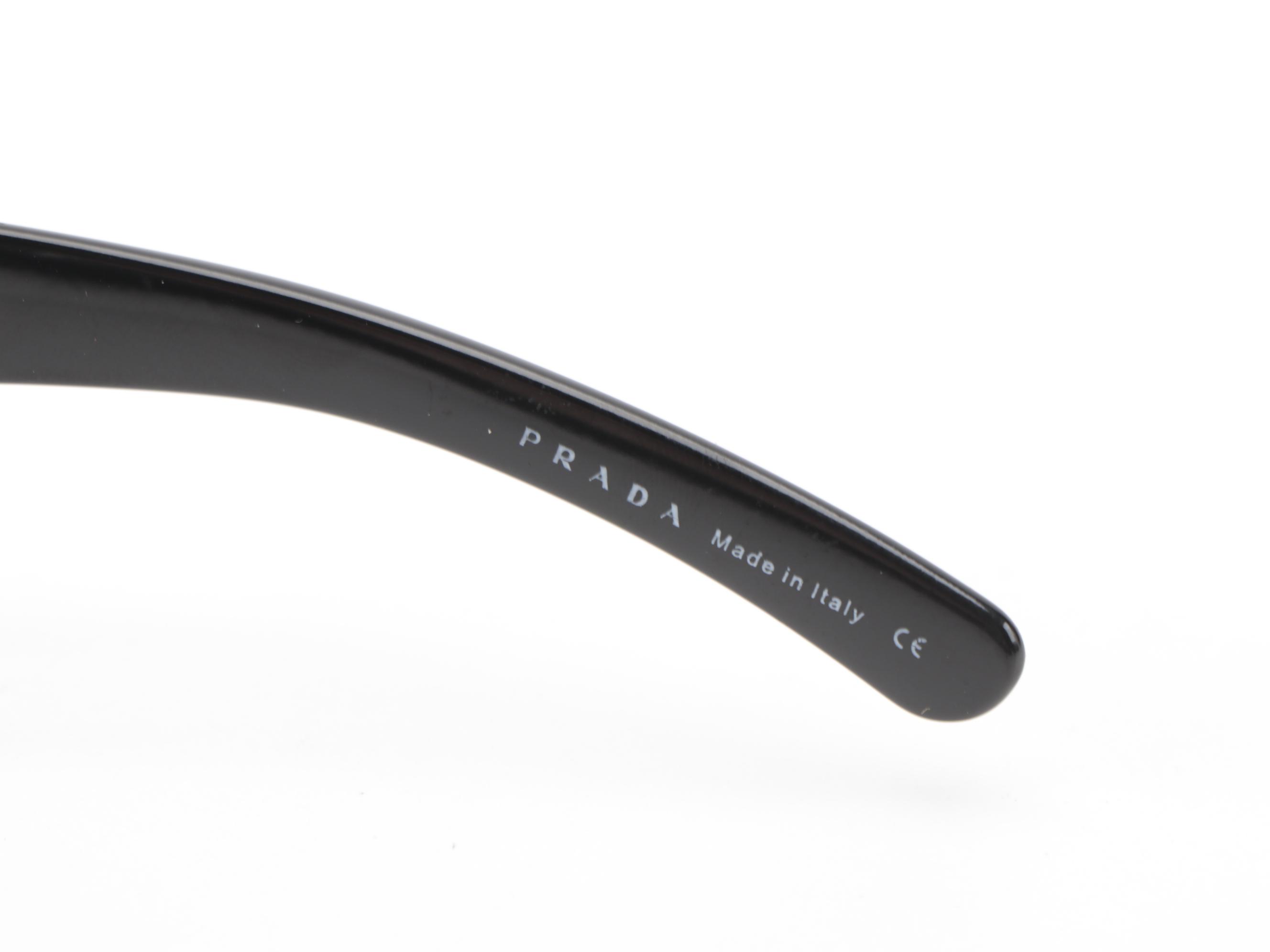 Prada SPR 12F Black Oval Sunglasses