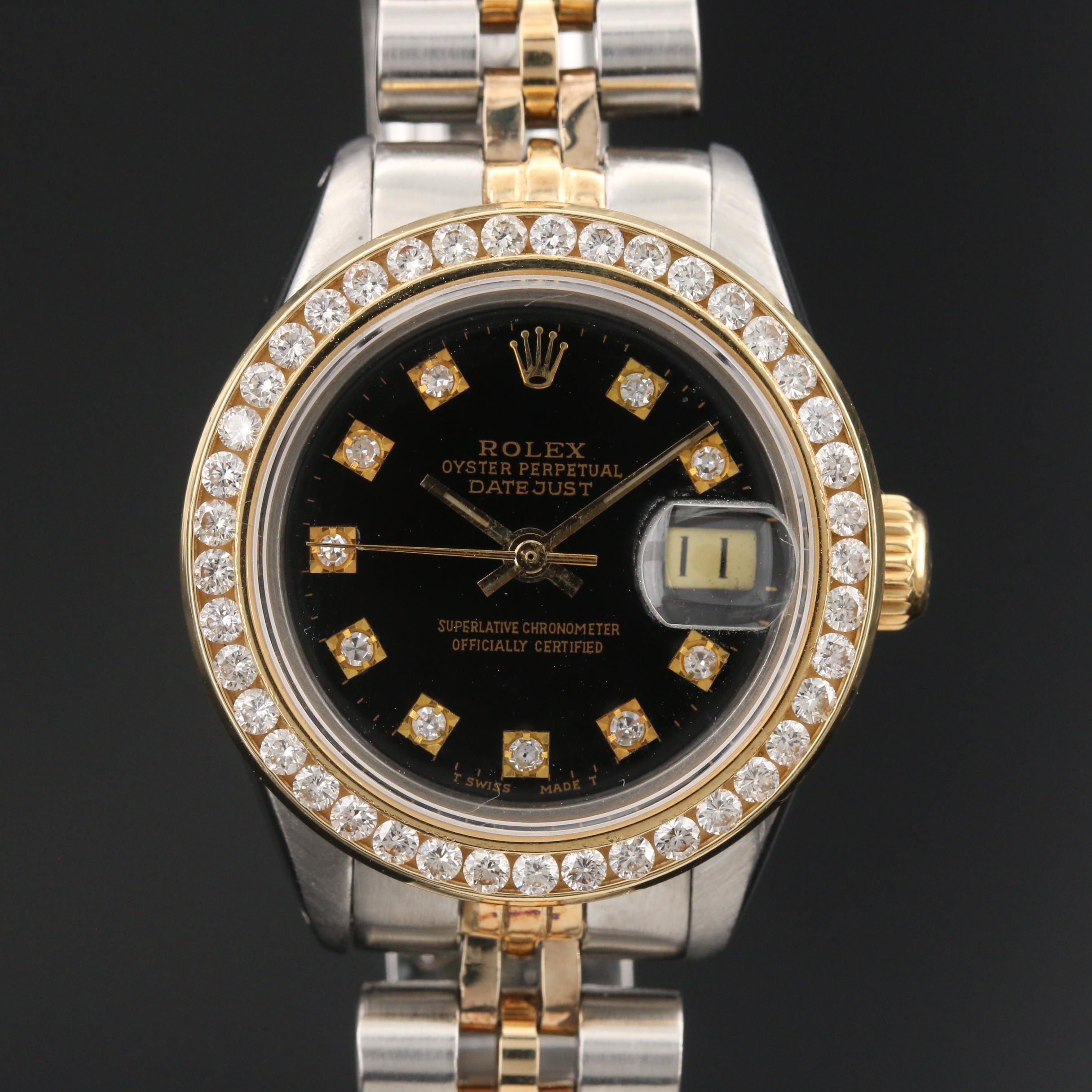 1979 Rolex "Datejust" Watch with 1.13 CTW Diamond Bezel and Dial