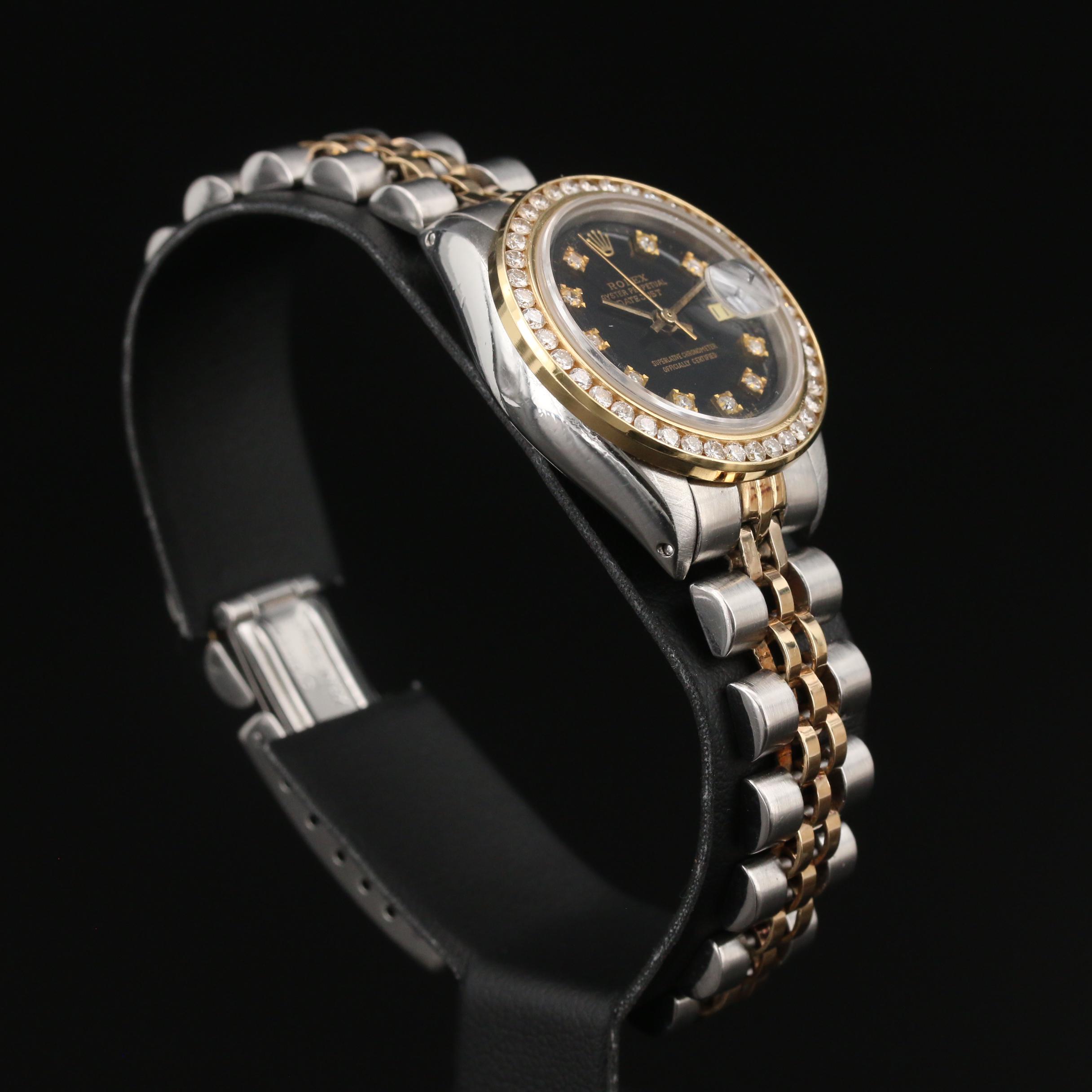 1979 Rolex "Datejust" Watch with 1.13 CTW Diamond Bezel and Dial