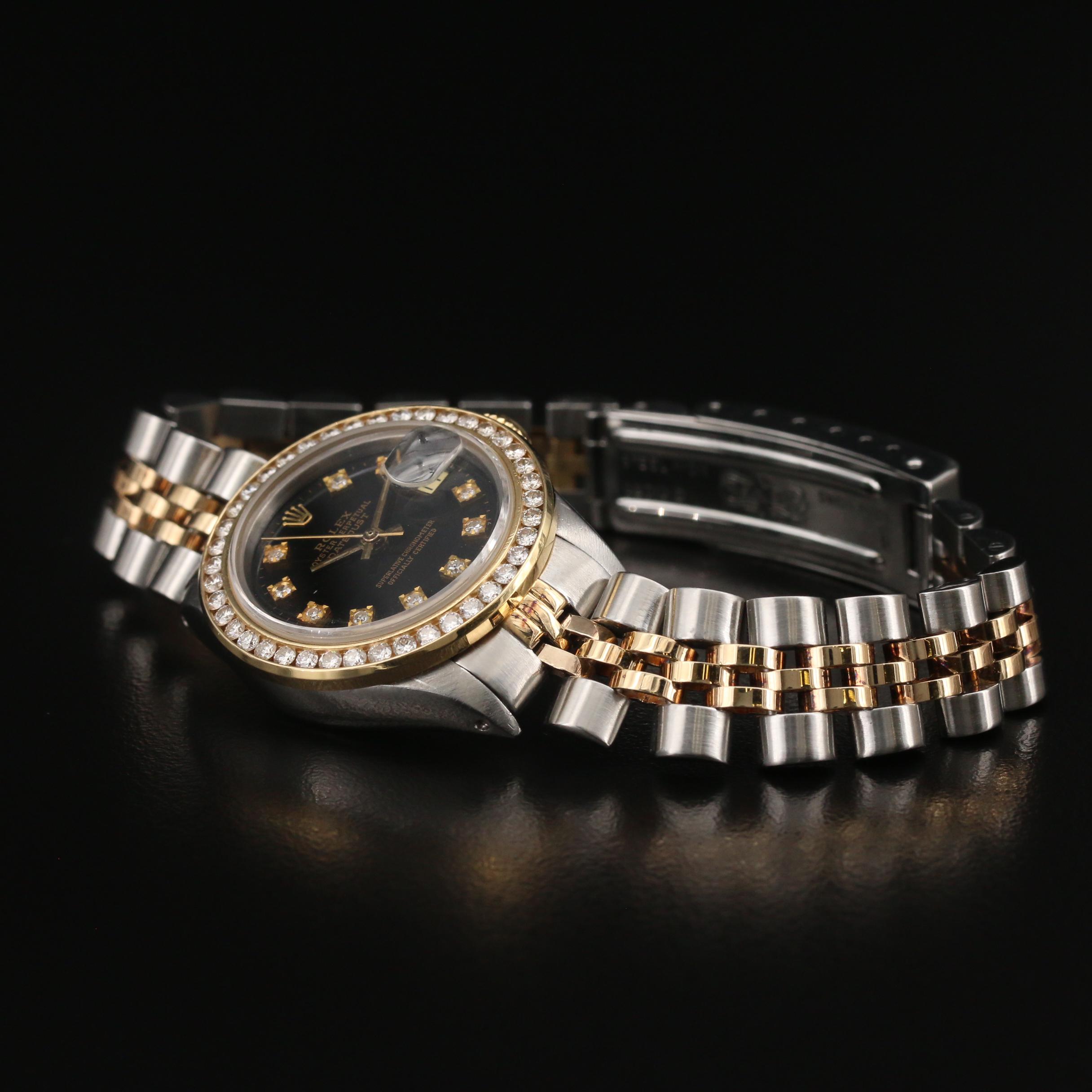 1979 Rolex "Datejust" Watch with 1.13 CTW Diamond Bezel and Dial