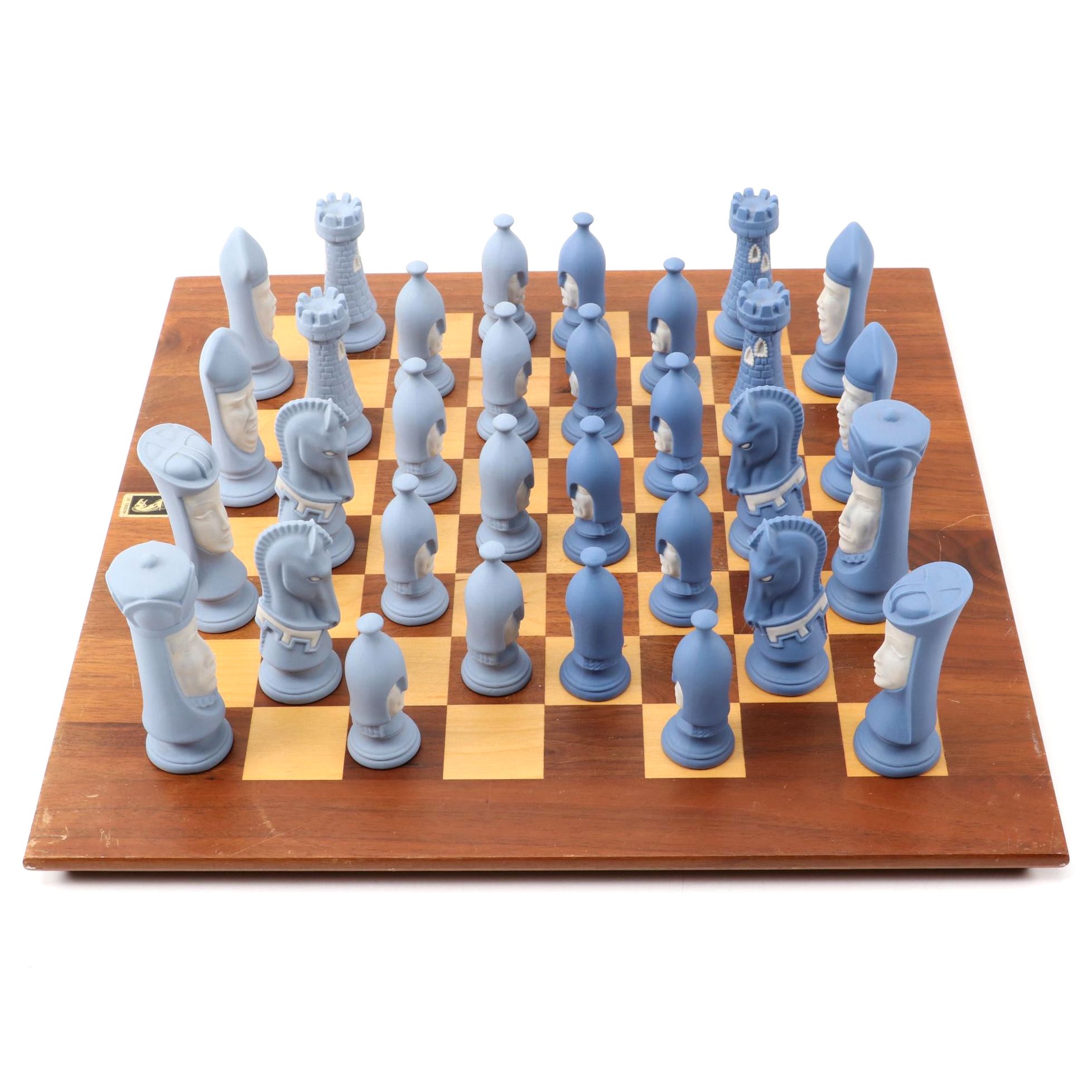 Ceramic Bisque Chess Set with Drueke Chess Board