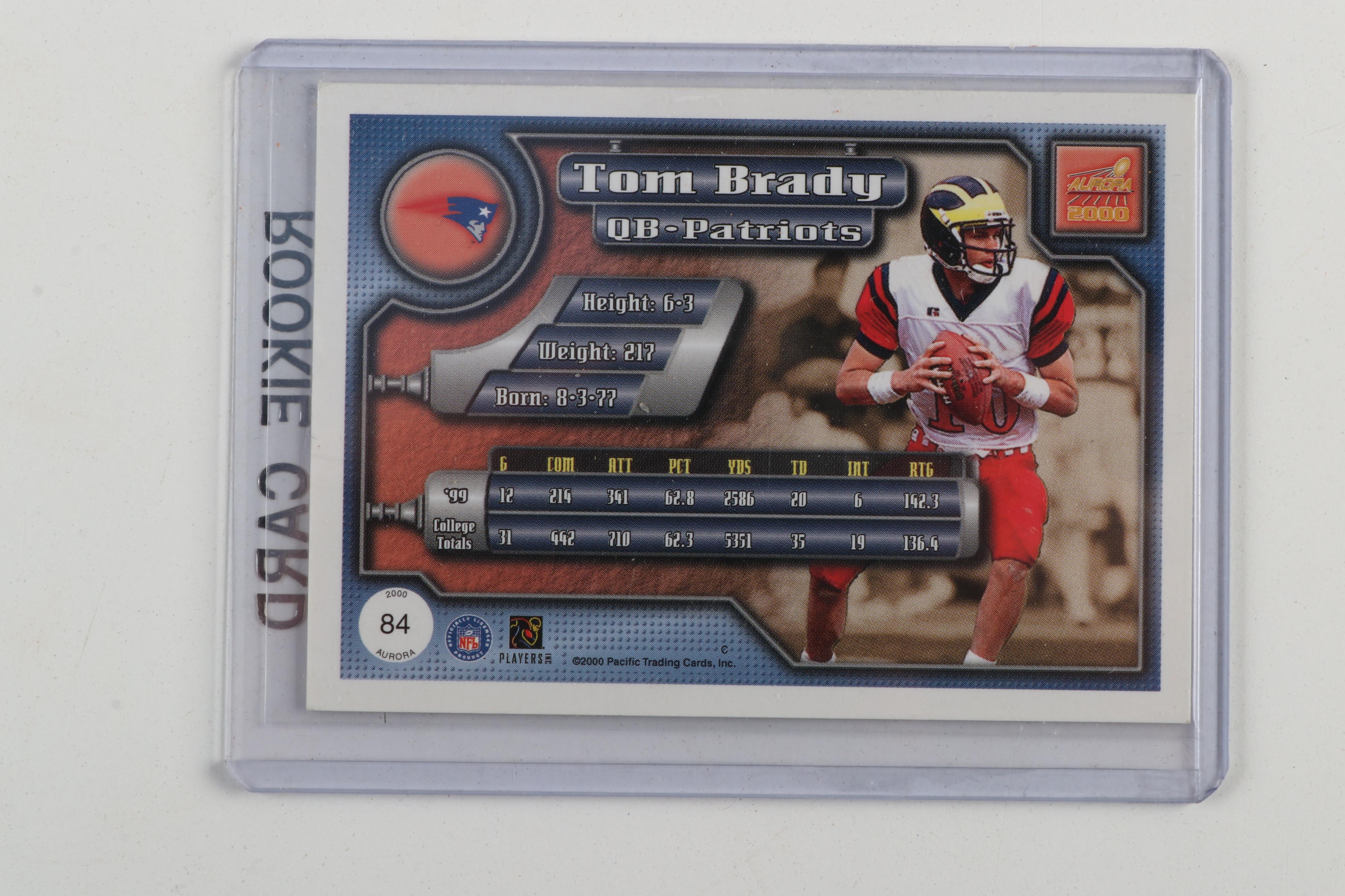 2000 Tom Brady Pacific Aurora #84 Rookie NFL Football Card