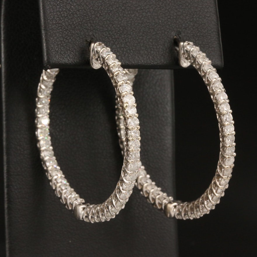 14K 3.66 CTW Diamond Inside-Out Hoop Earrings