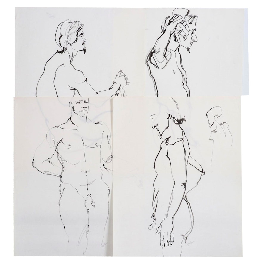 John Tuska Figural Study Ink Drawings on Paper