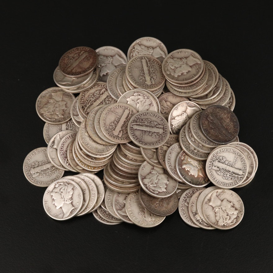 100 Mercury Silver Dimes