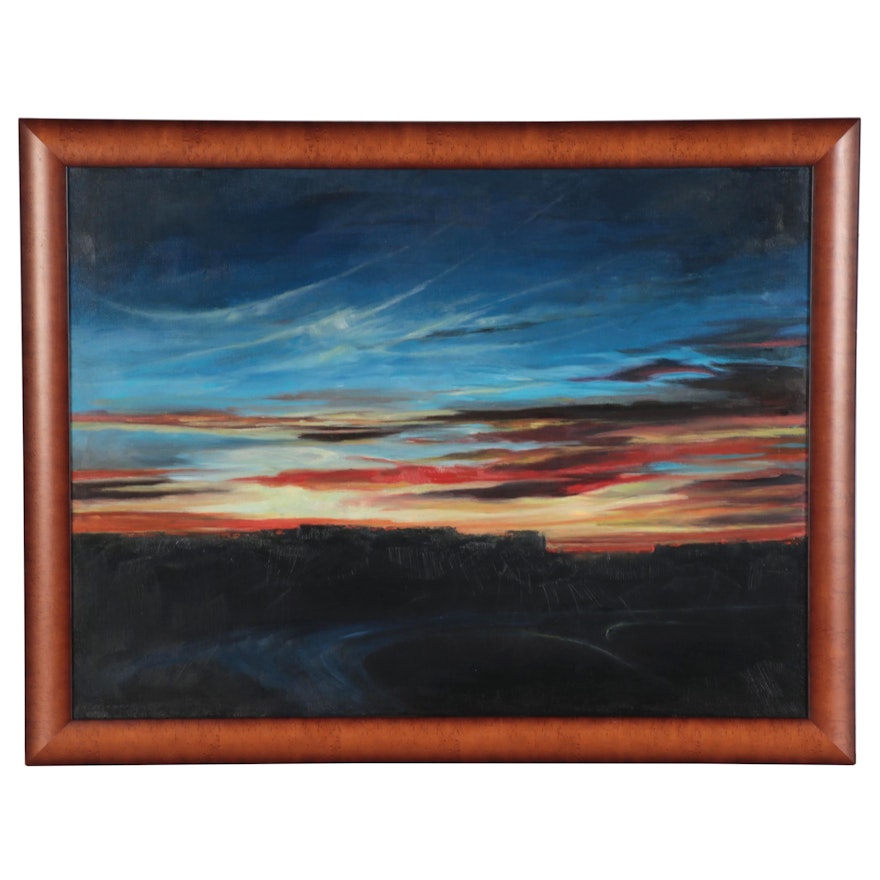 Rebecca Manns Landscape Oil Painting "Sunset Over Crow River Canyon," 2019