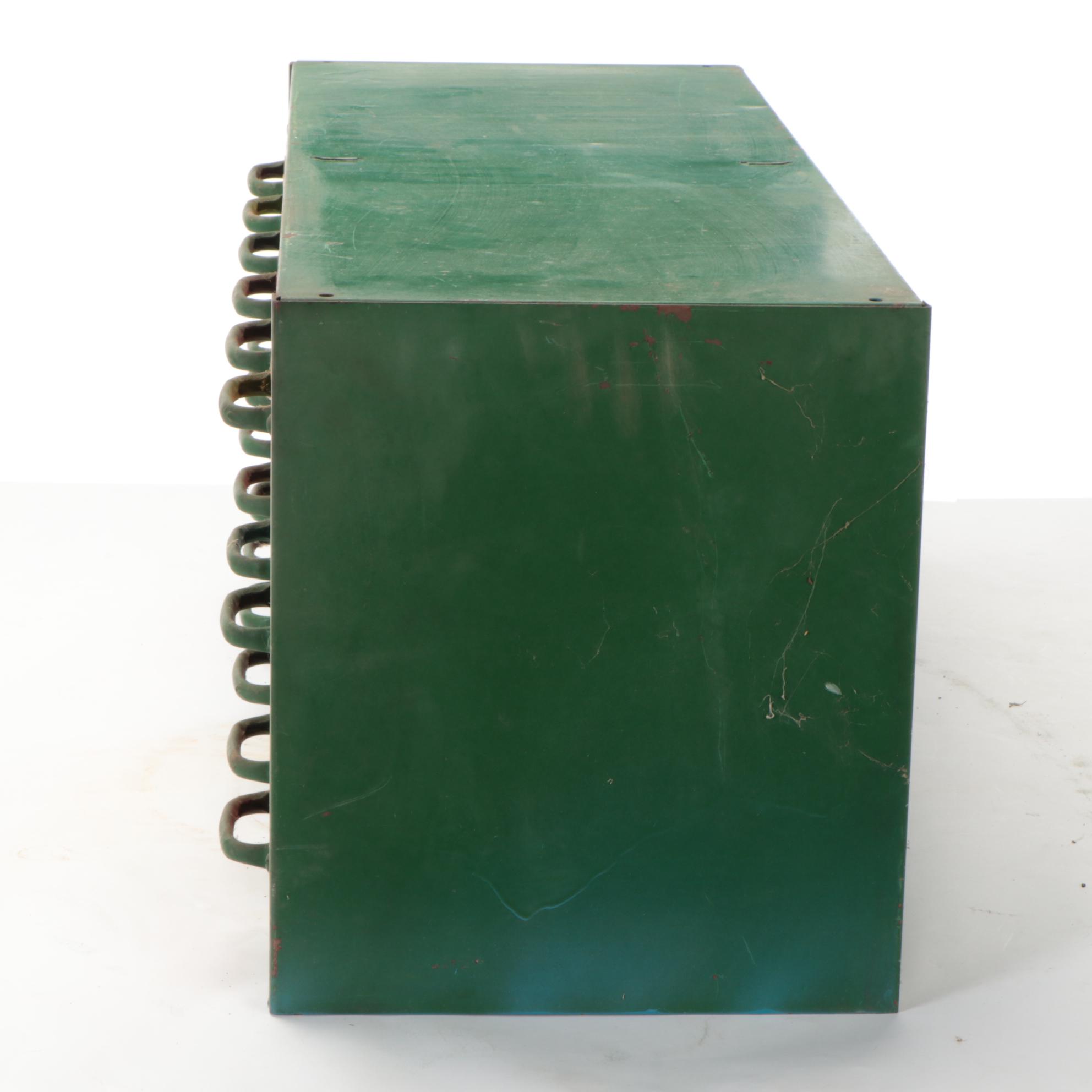 Polychrome-Painted Metal 24-Drawer Parts Cabinet