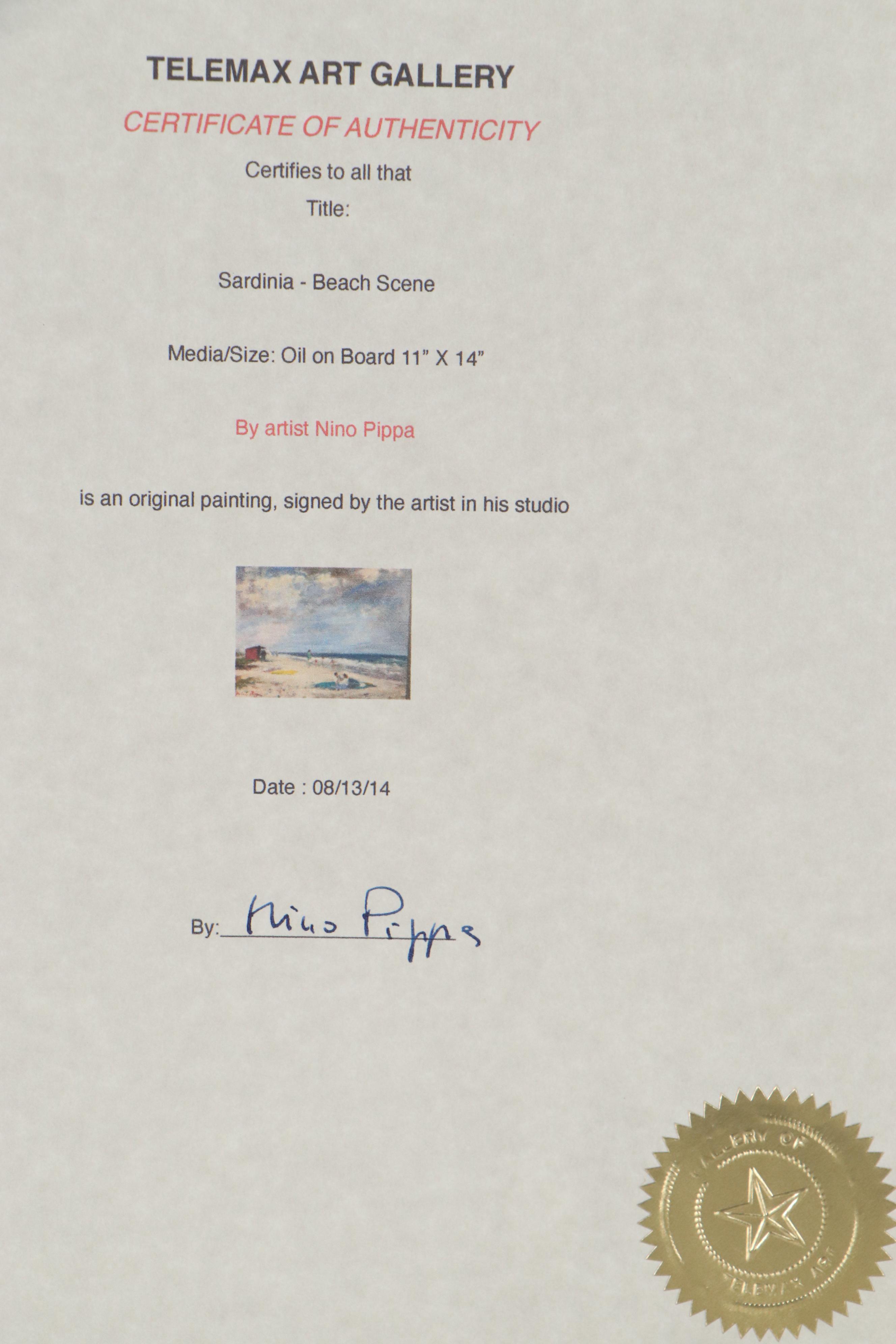 Nino Pippa Oil Painting "Sardinia - Beach Scene," 2014