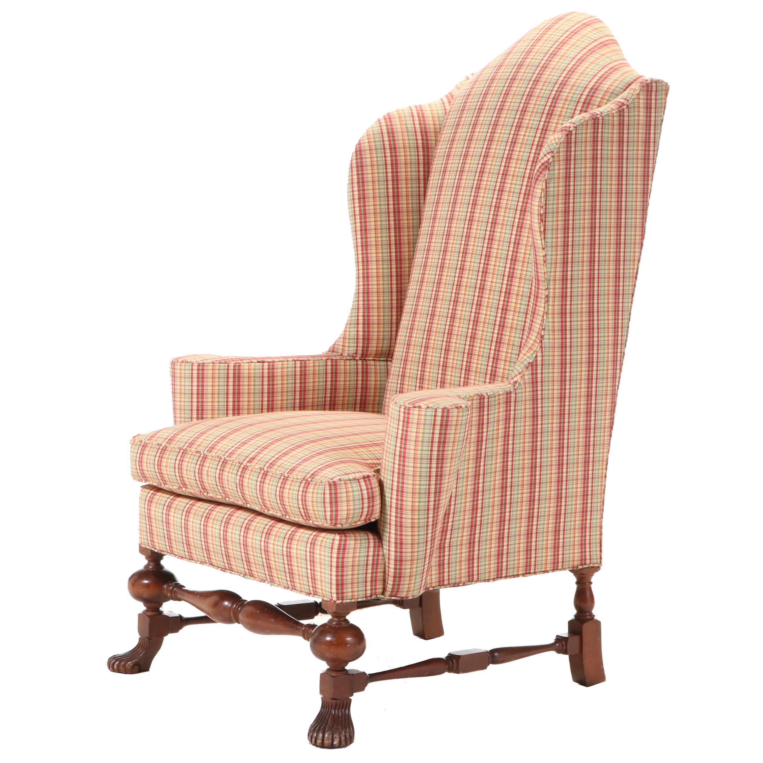 George II Style Wingback Armchair with Spanish Foot