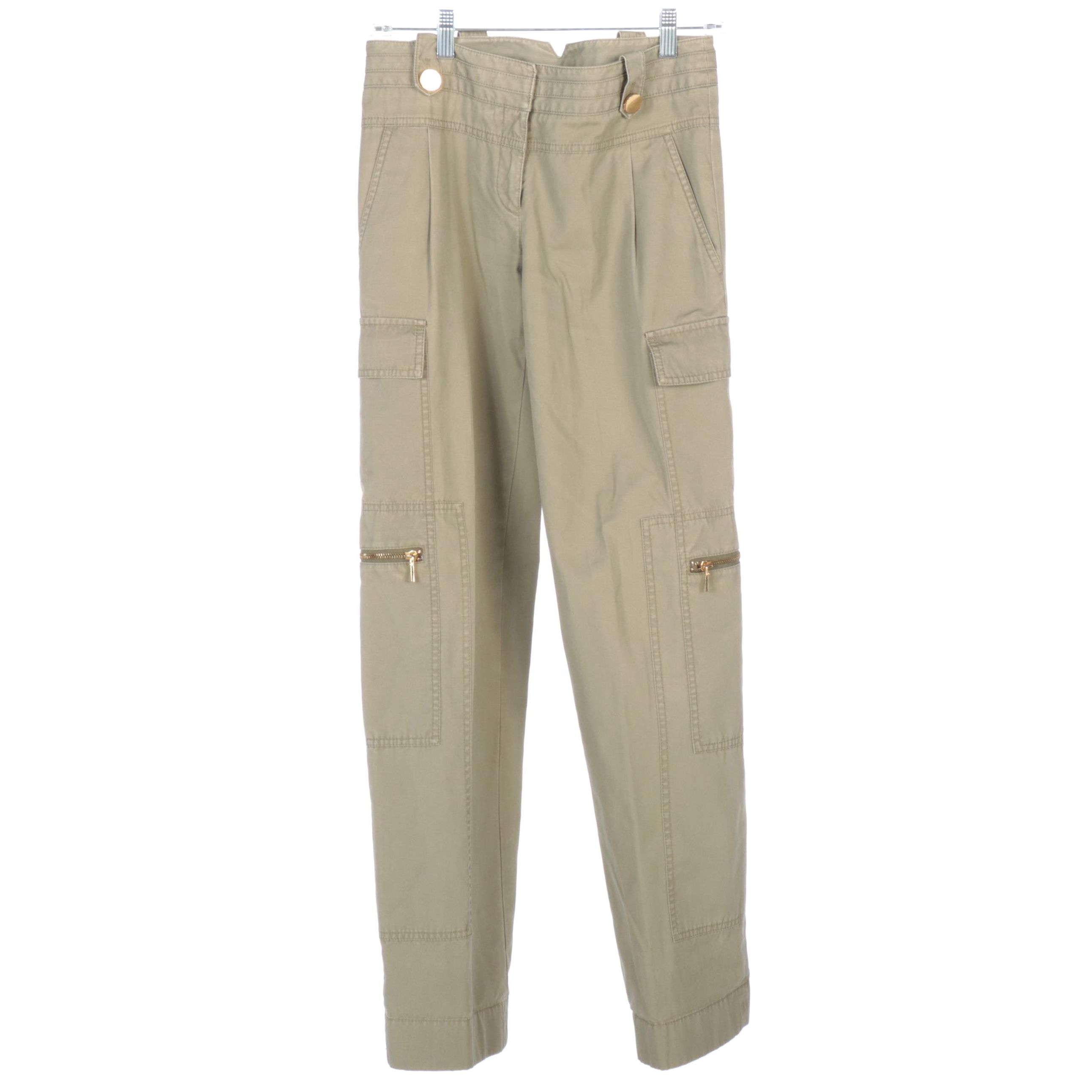 Tory Burch Khaki Green Cotton Cargo Pants