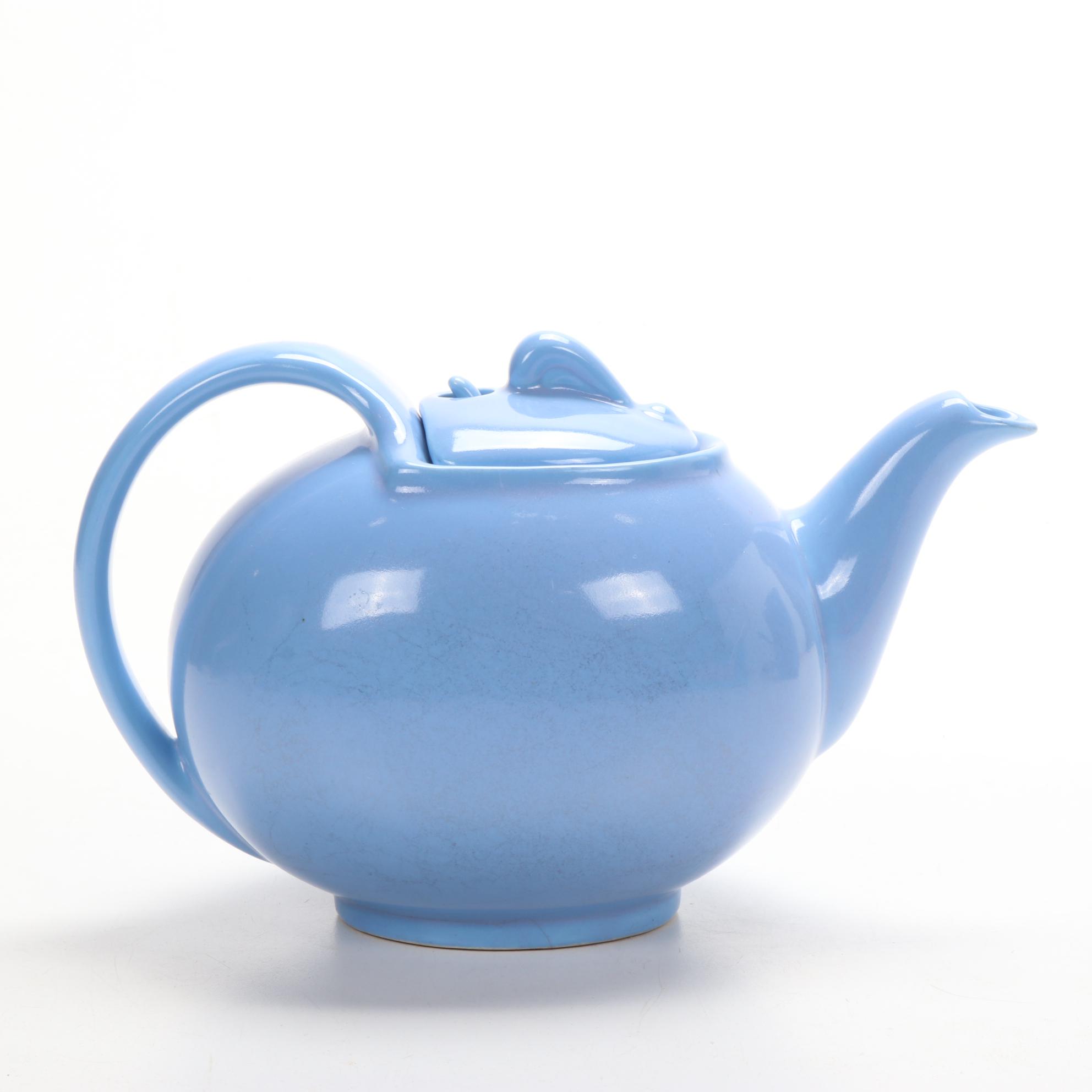 Hall Ceramic Periwinkle Pitcher and Sky Blue Teapot, Mid to Late 20th Century