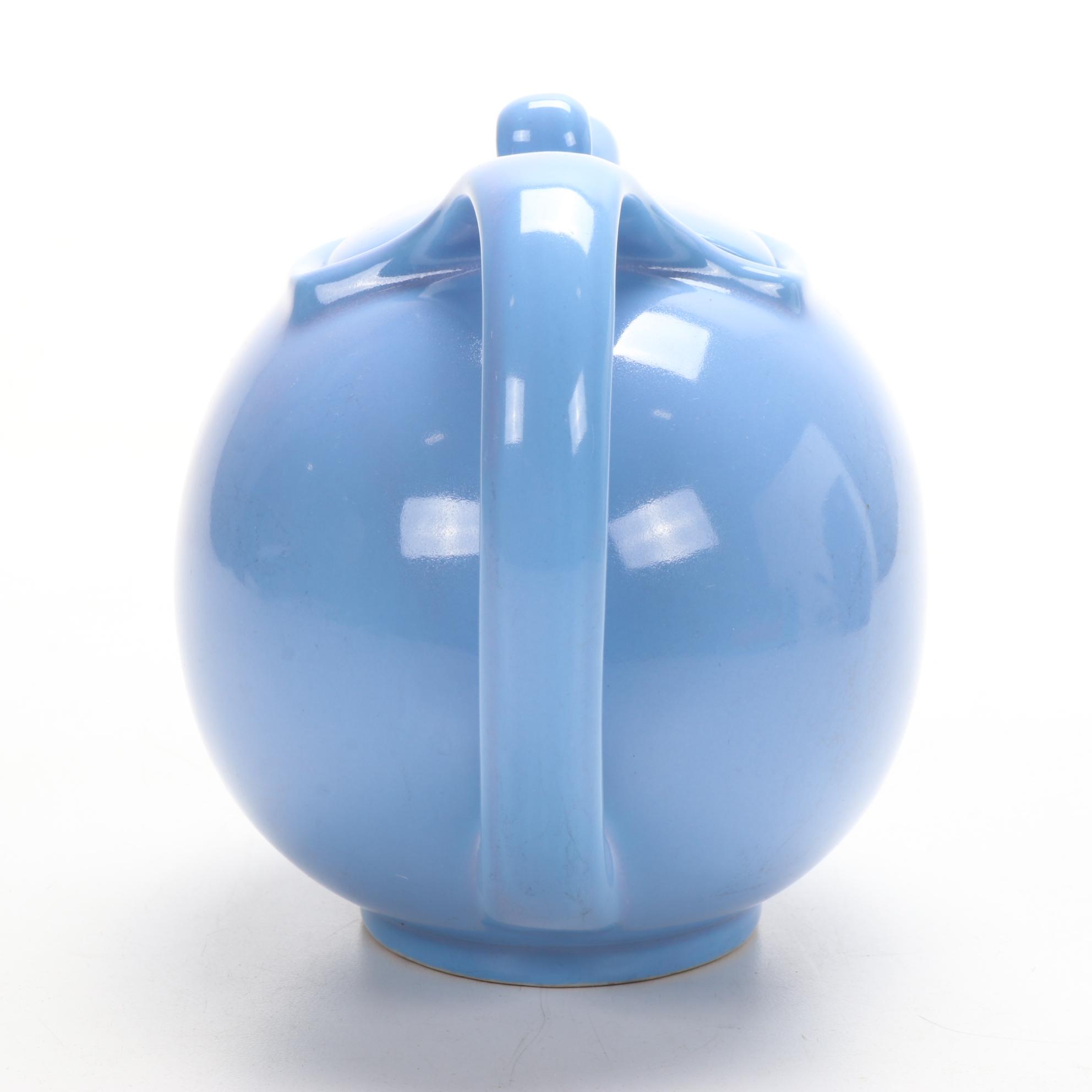 Hall Ceramic Periwinkle Pitcher and Sky Blue Teapot, Mid to Late 20th Century