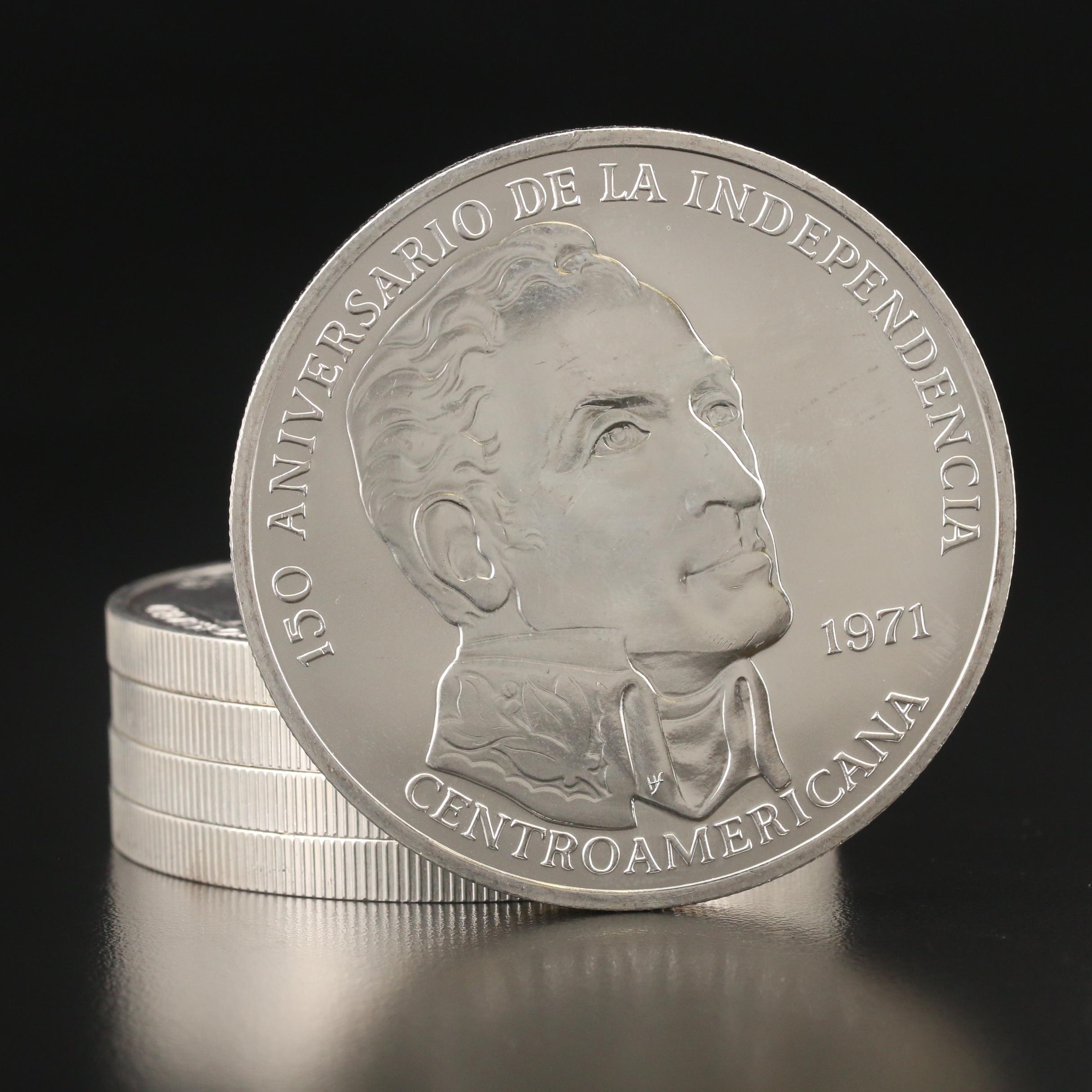 Five Panama 20 Balboas Silver Coins