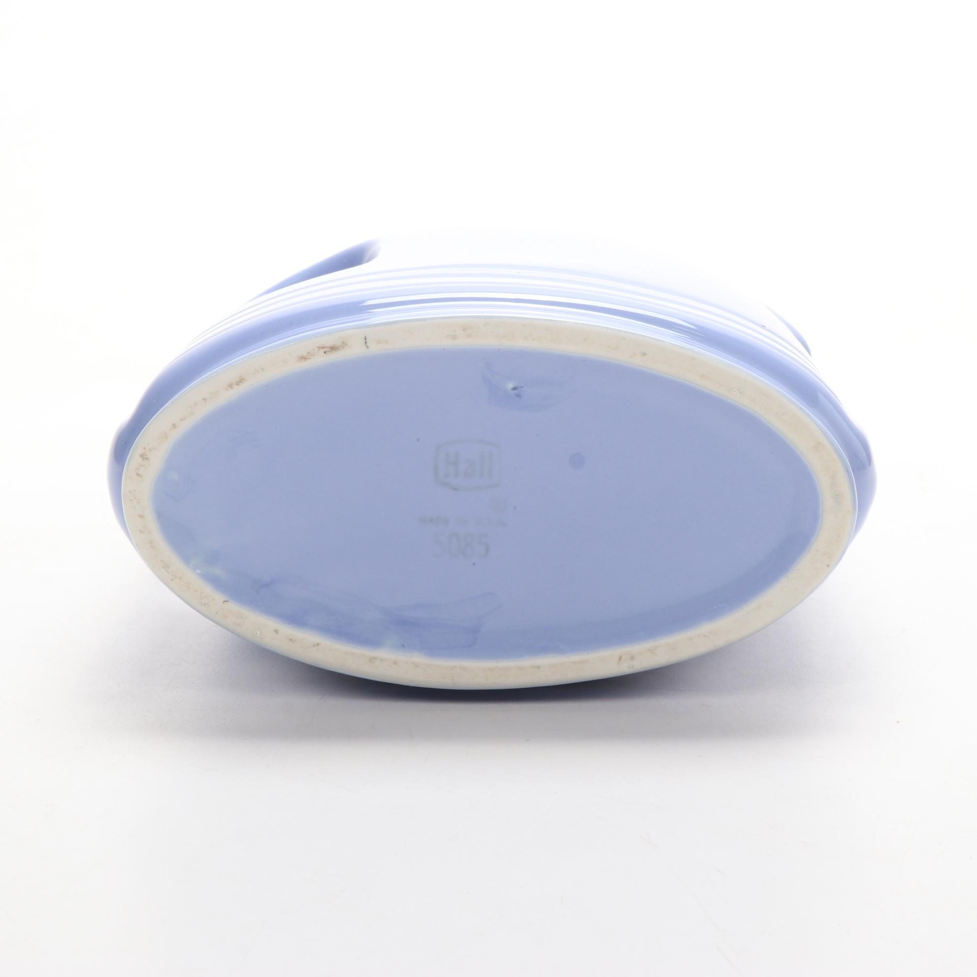 Hall Ceramic Periwinkle Pitcher and Sky Blue Teapot, Mid to Late 20th Century