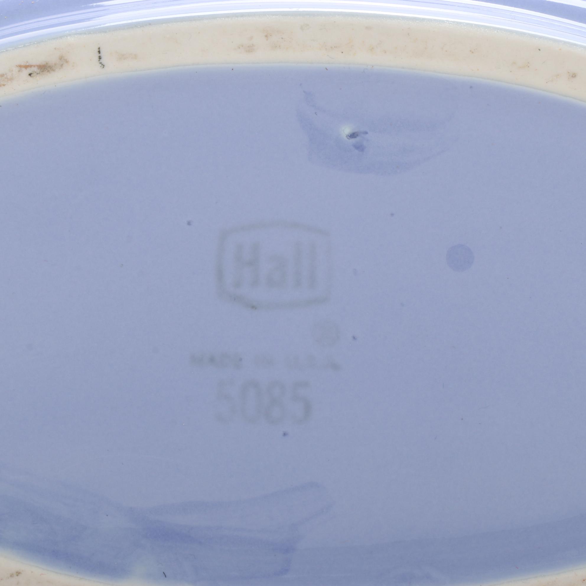 Hall Ceramic Periwinkle Pitcher and Sky Blue Teapot, Mid to Late 20th Century