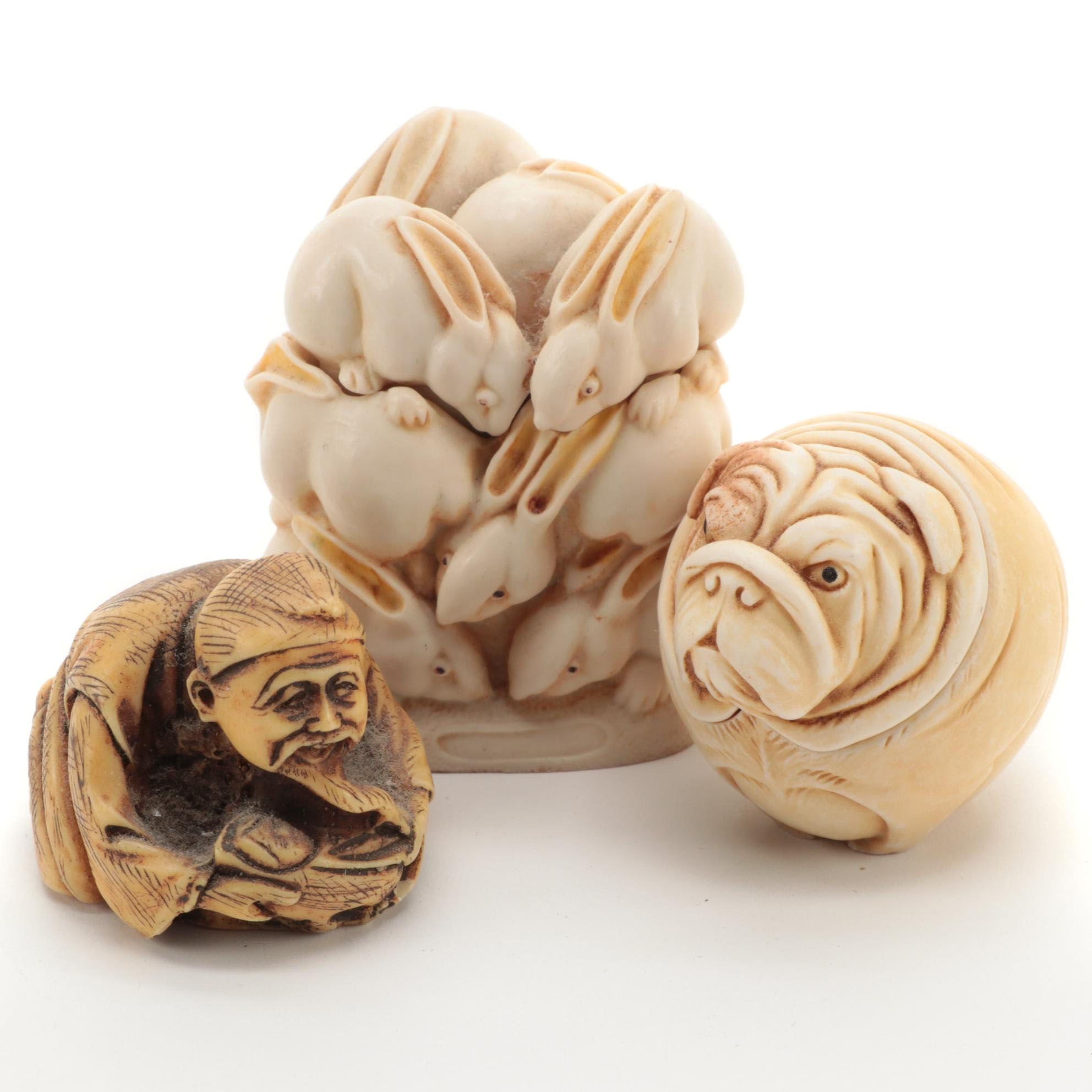 Japanese Cast Resin Netsuke Figurines