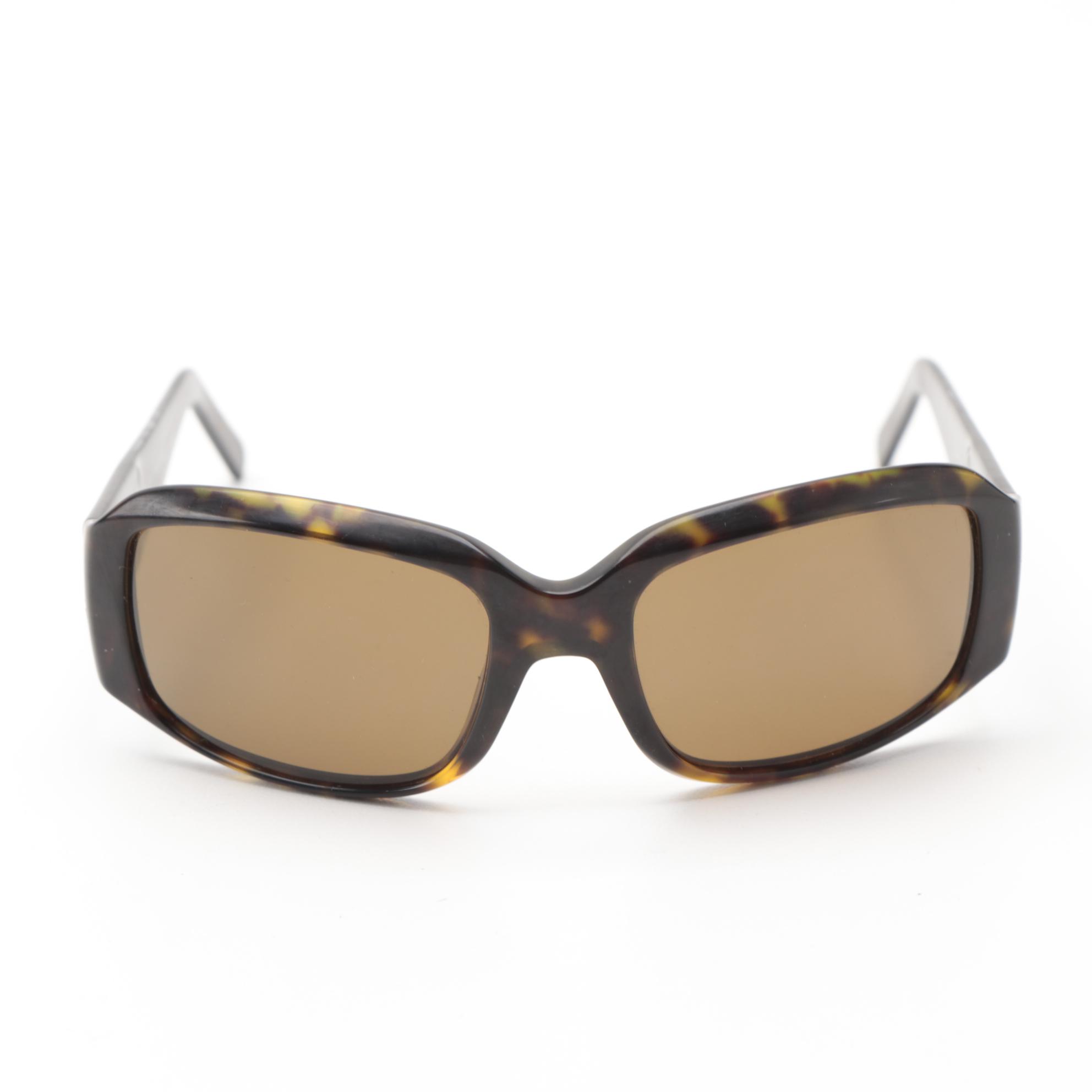 Prada SPR12H Polarized Rectangular Sunglasses in Tortoise