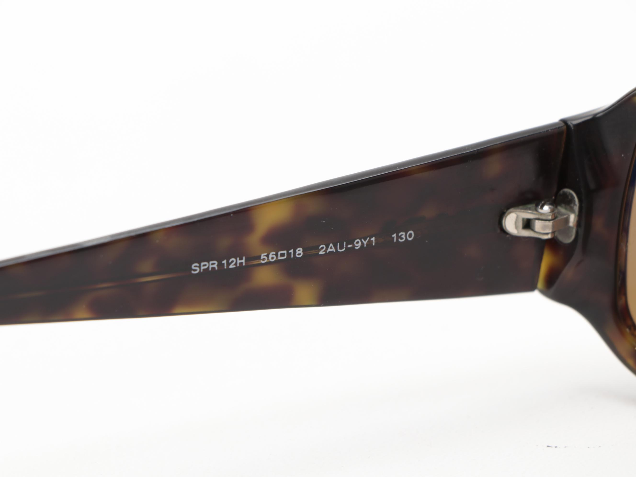 Prada SPR12H Polarized Rectangular Sunglasses in Tortoise