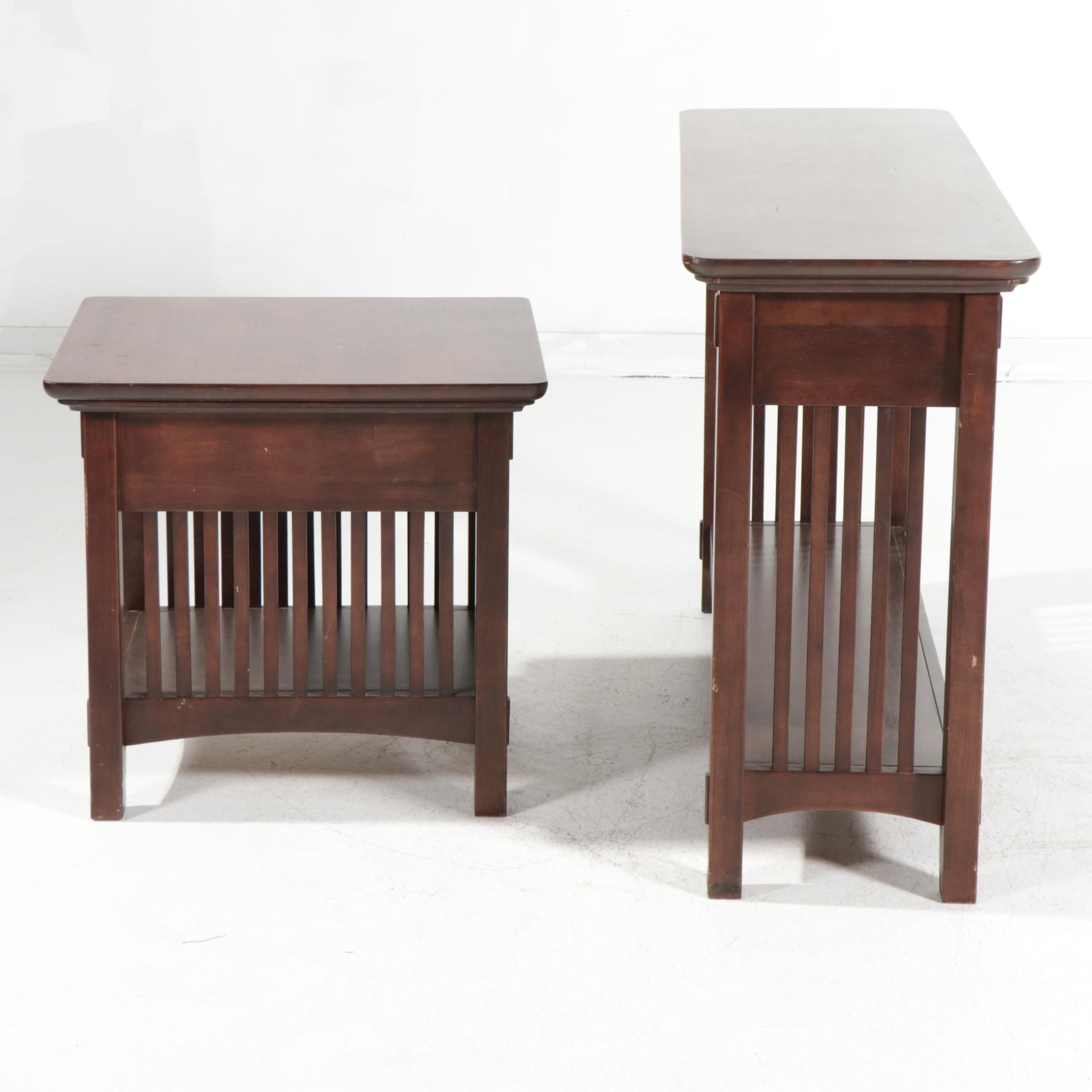 American Signature Arts & Crafts Style Wooden Sofa Table and End Table