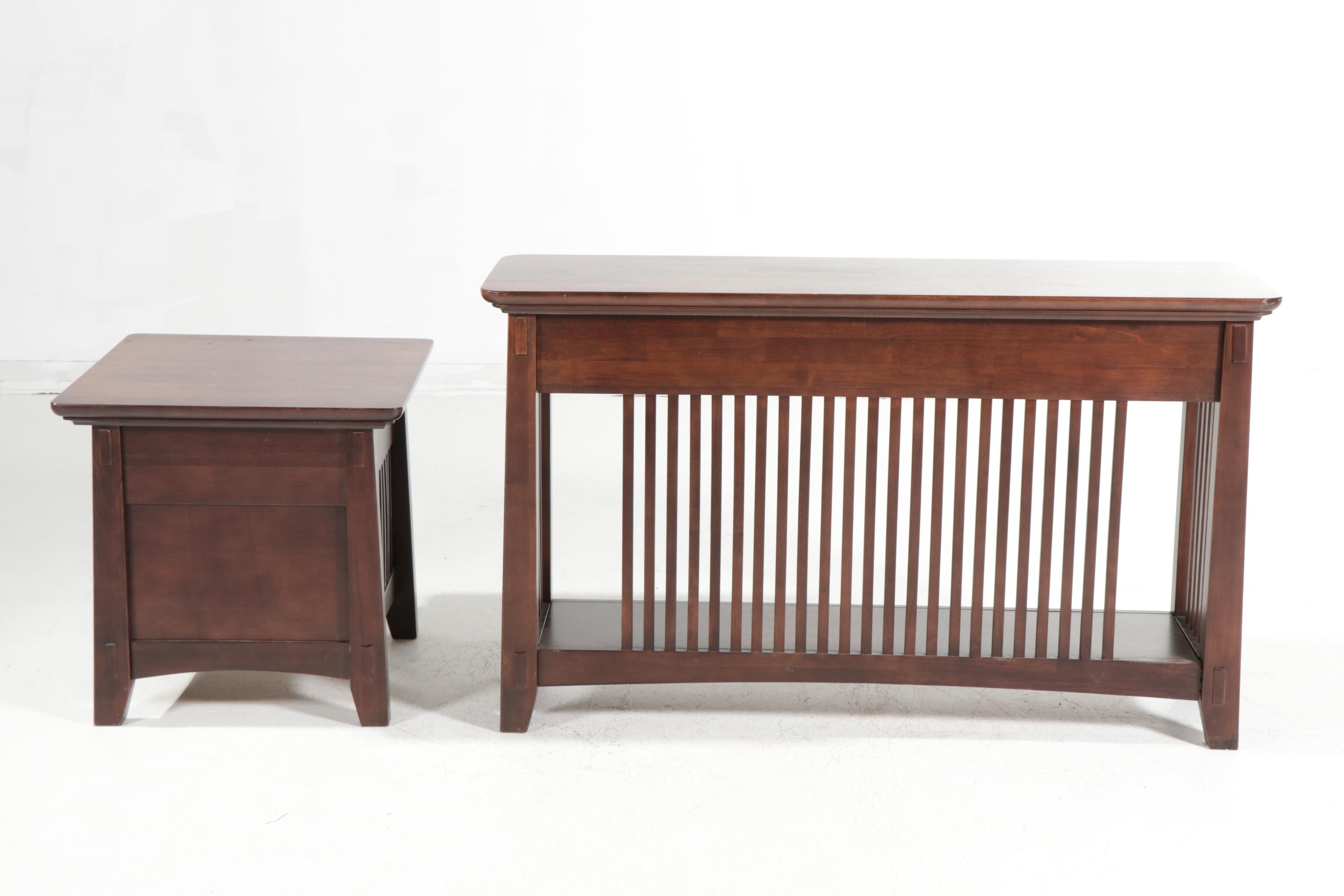 American Signature Arts & Crafts Style Wooden Sofa Table and End Table