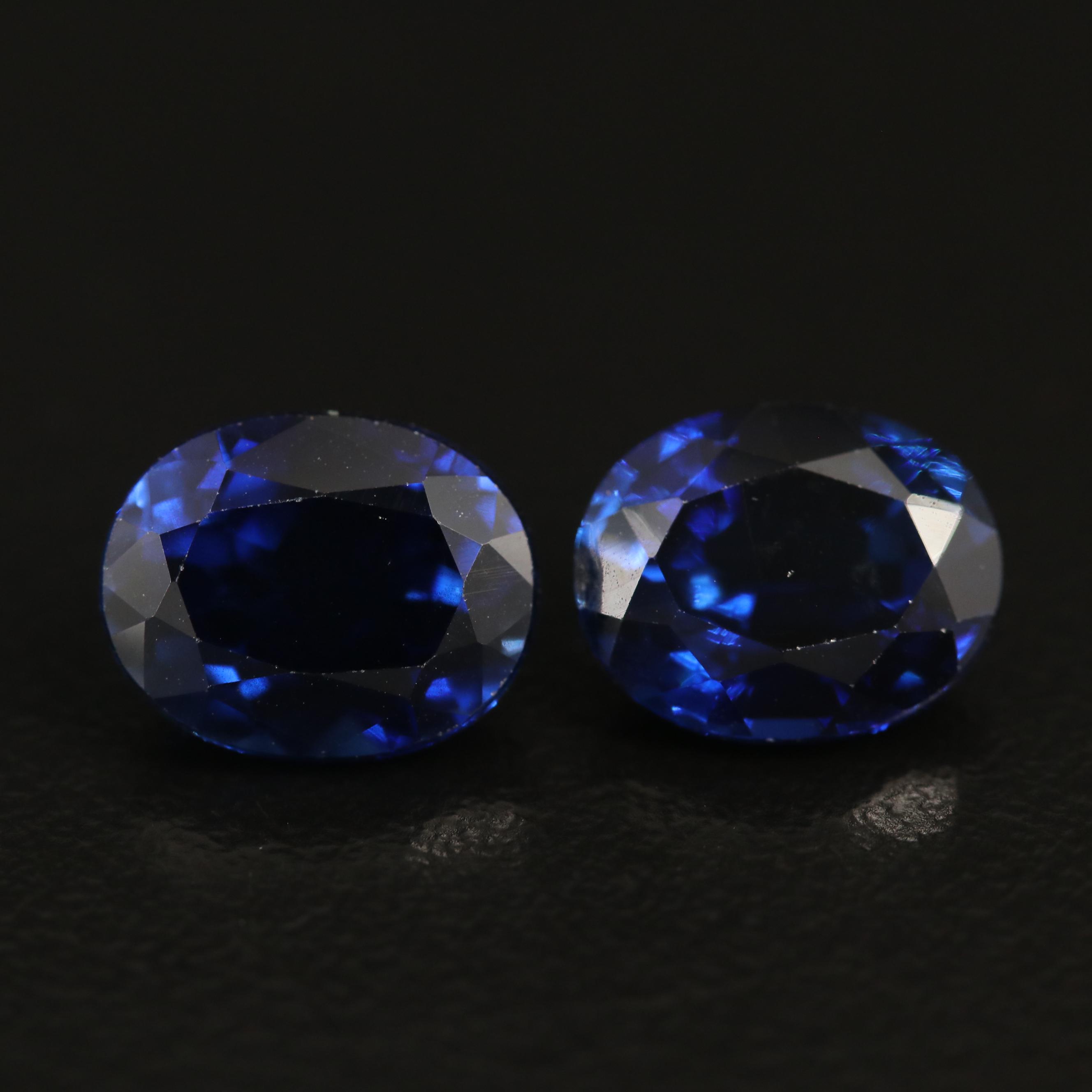 Loose Laboratory Grown Matched Pair of Sapphires