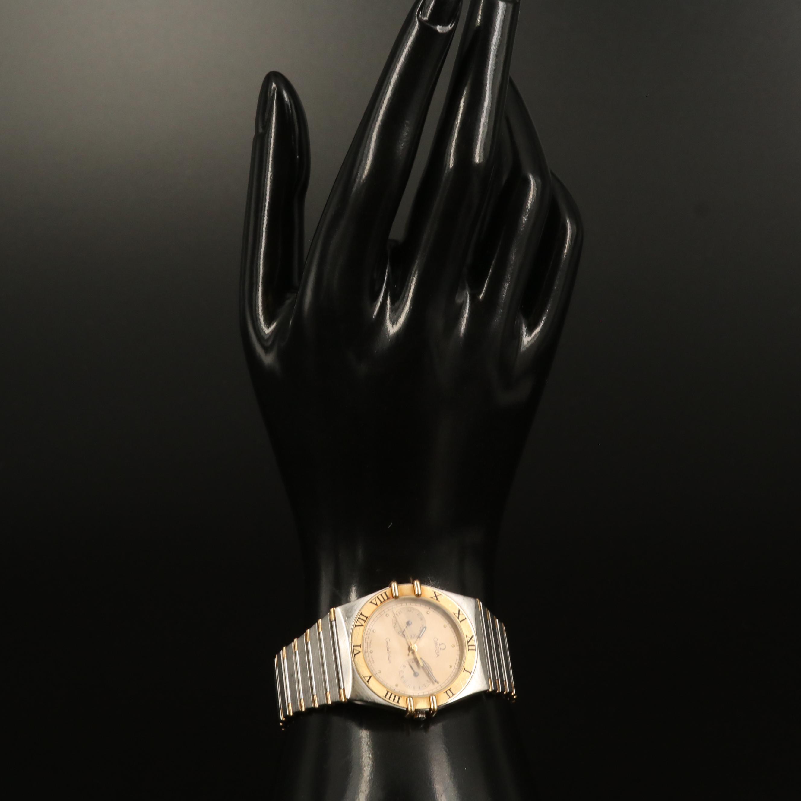 1987 Omega Constellation 18K Gold and Stainless Steel Quartz Watch