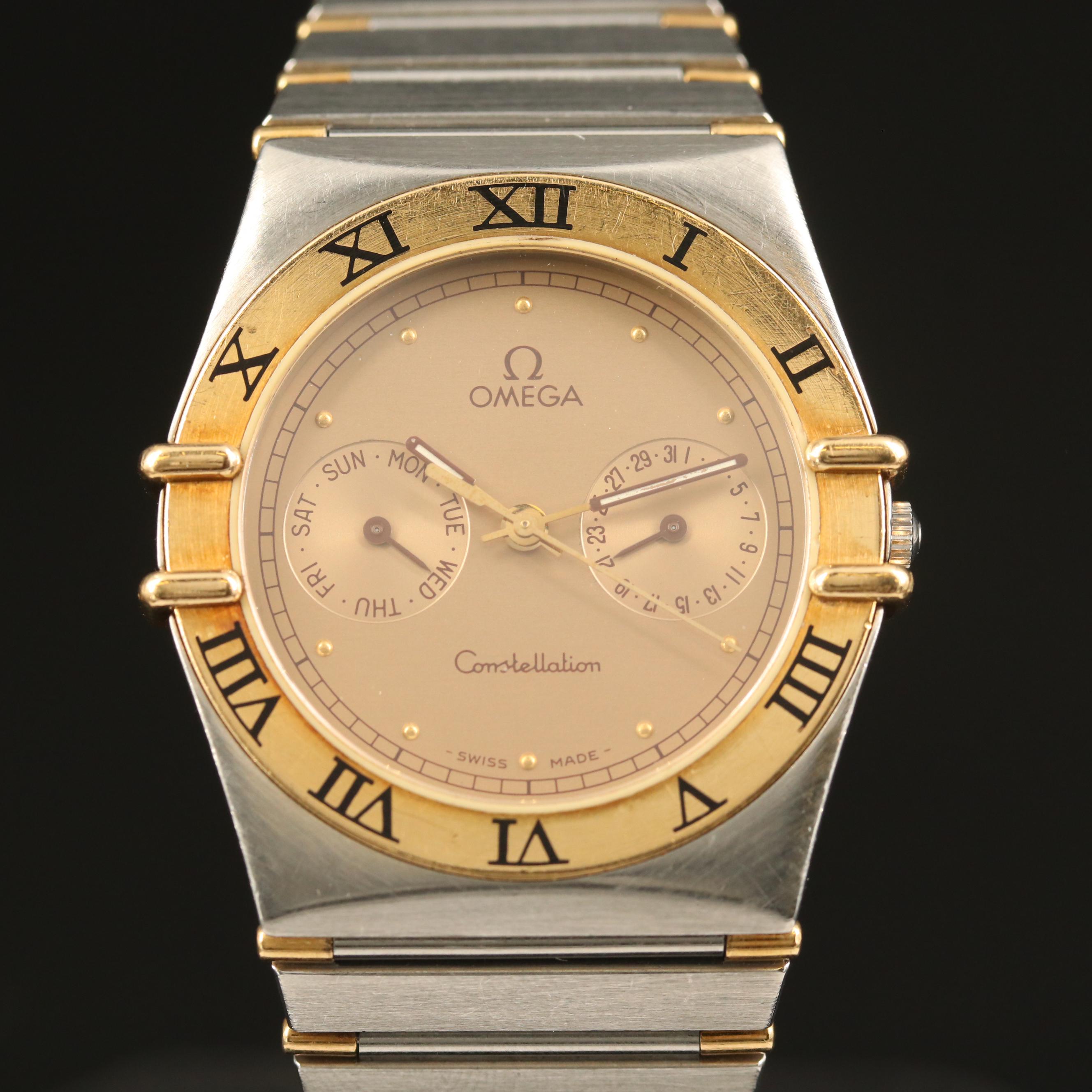1987 Omega Constellation 18K Gold and Stainless Steel Quartz Watch