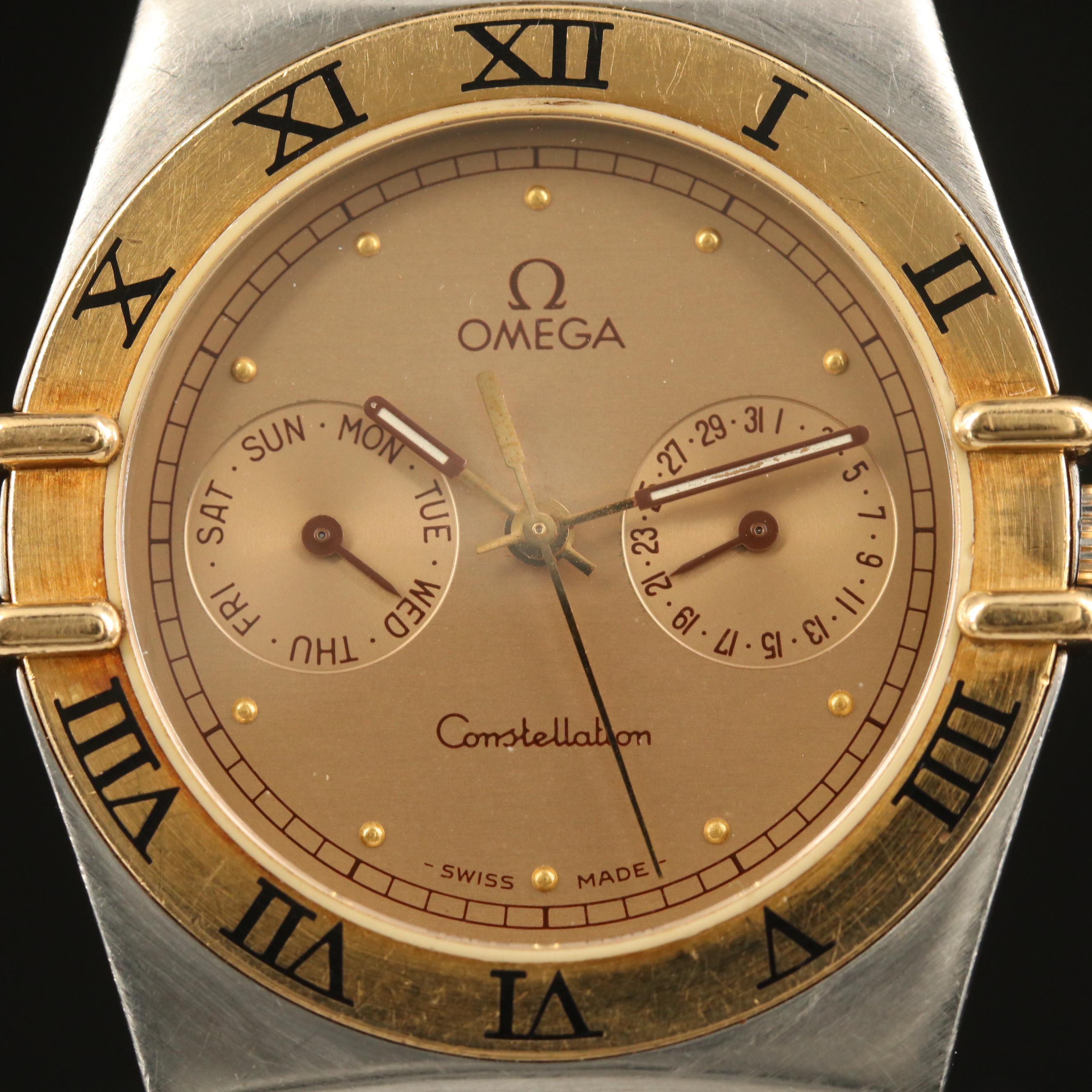 1987 Omega Constellation 18K Gold and Stainless Steel Quartz Watch