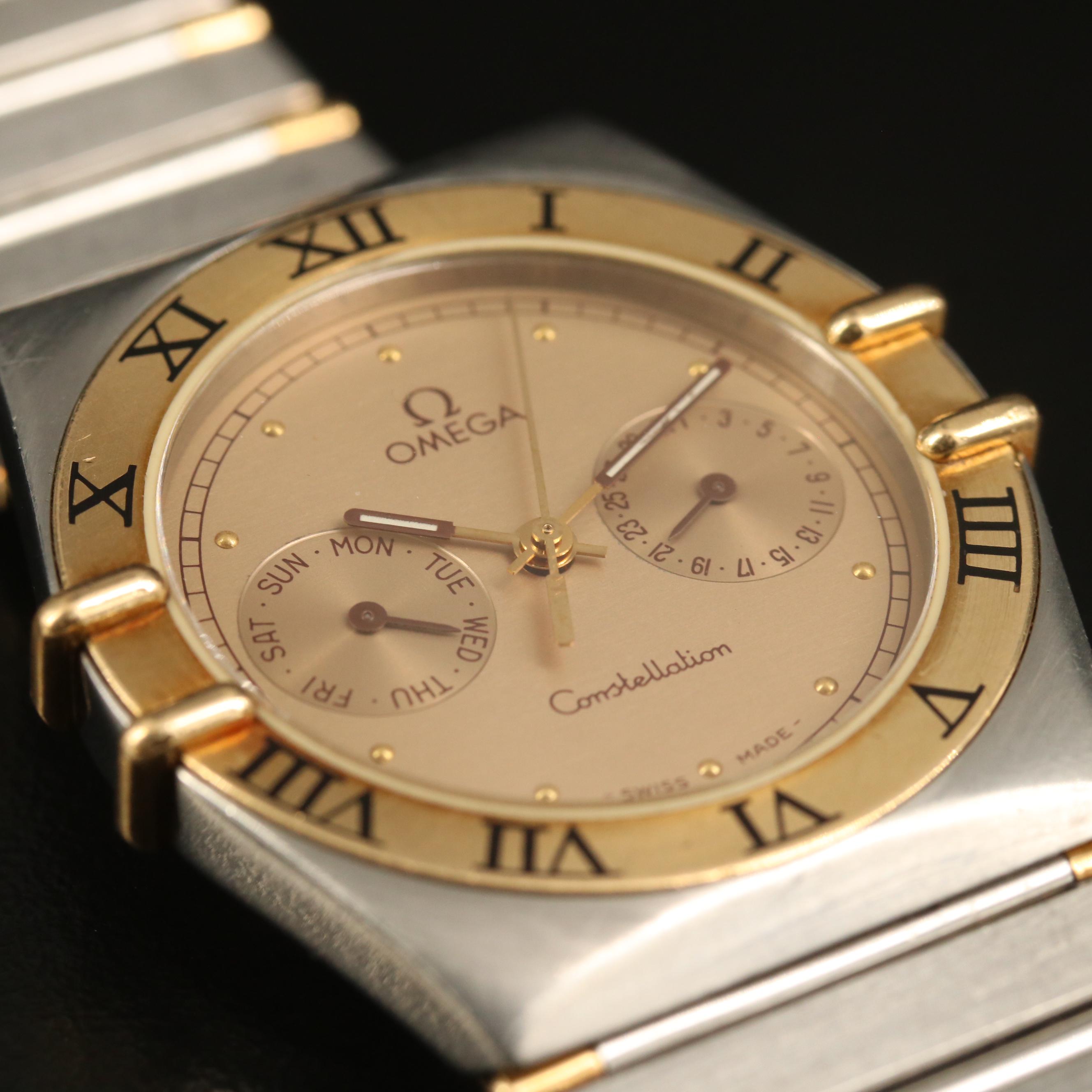 1987 Omega Constellation 18K Gold and Stainless Steel Quartz Watch