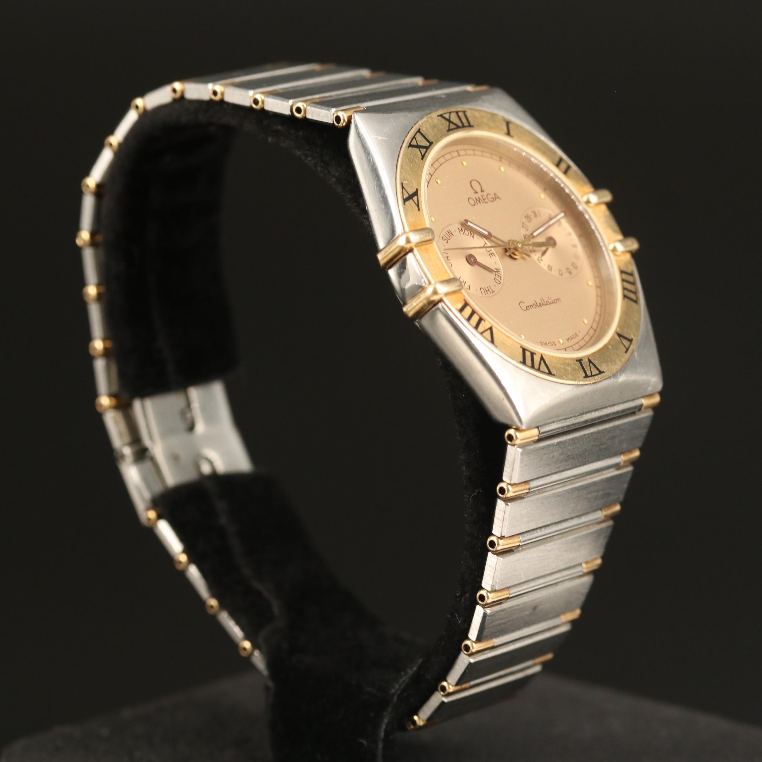 1987 Omega Constellation 18K Gold and Stainless Steel Quartz Watch