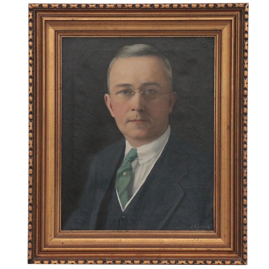 Aaron Harry Gorson Portrait Oil Painting, Early 20th Century