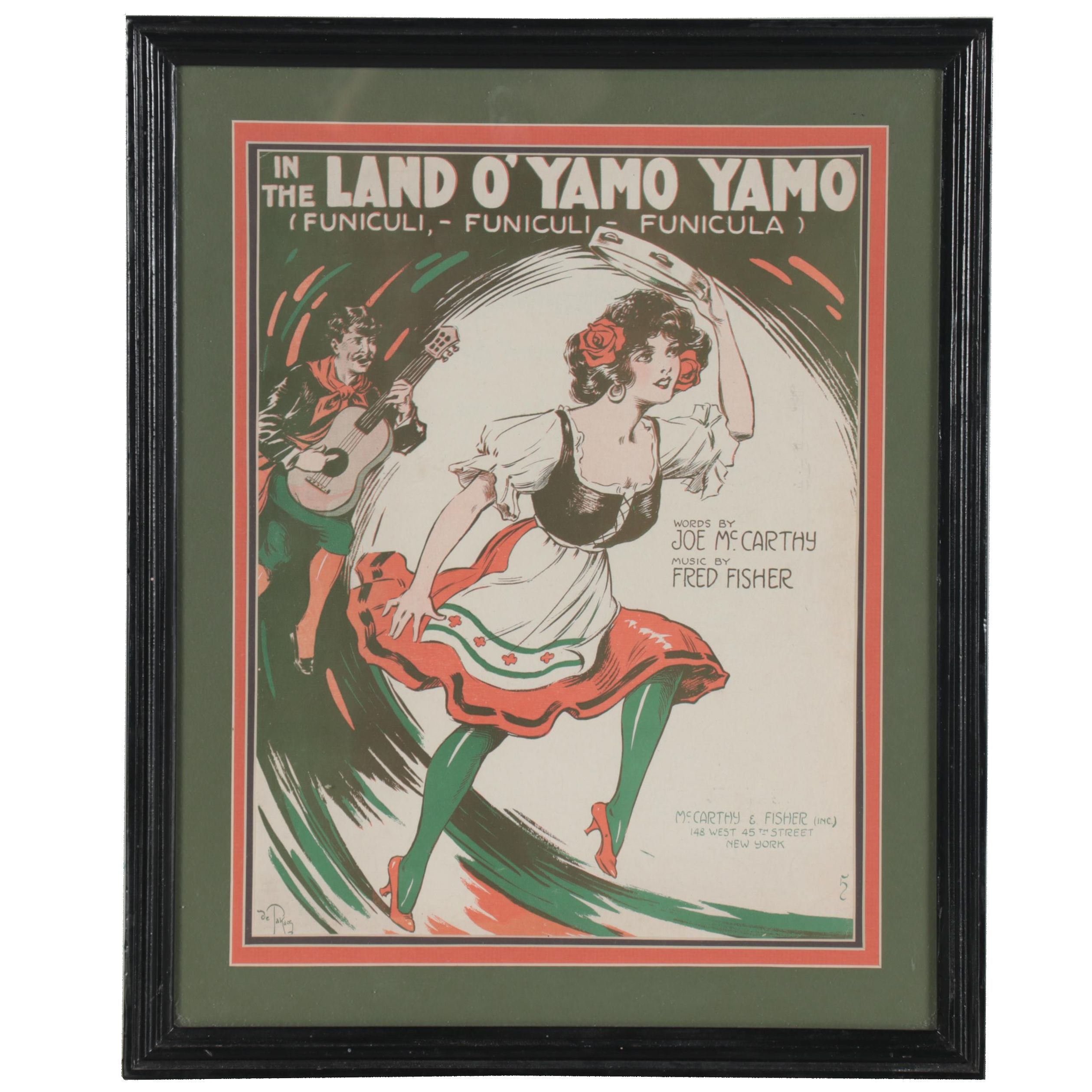 Letterpress Halftone Sheet Music Cover "In the Land O' Yamo Yamo"
