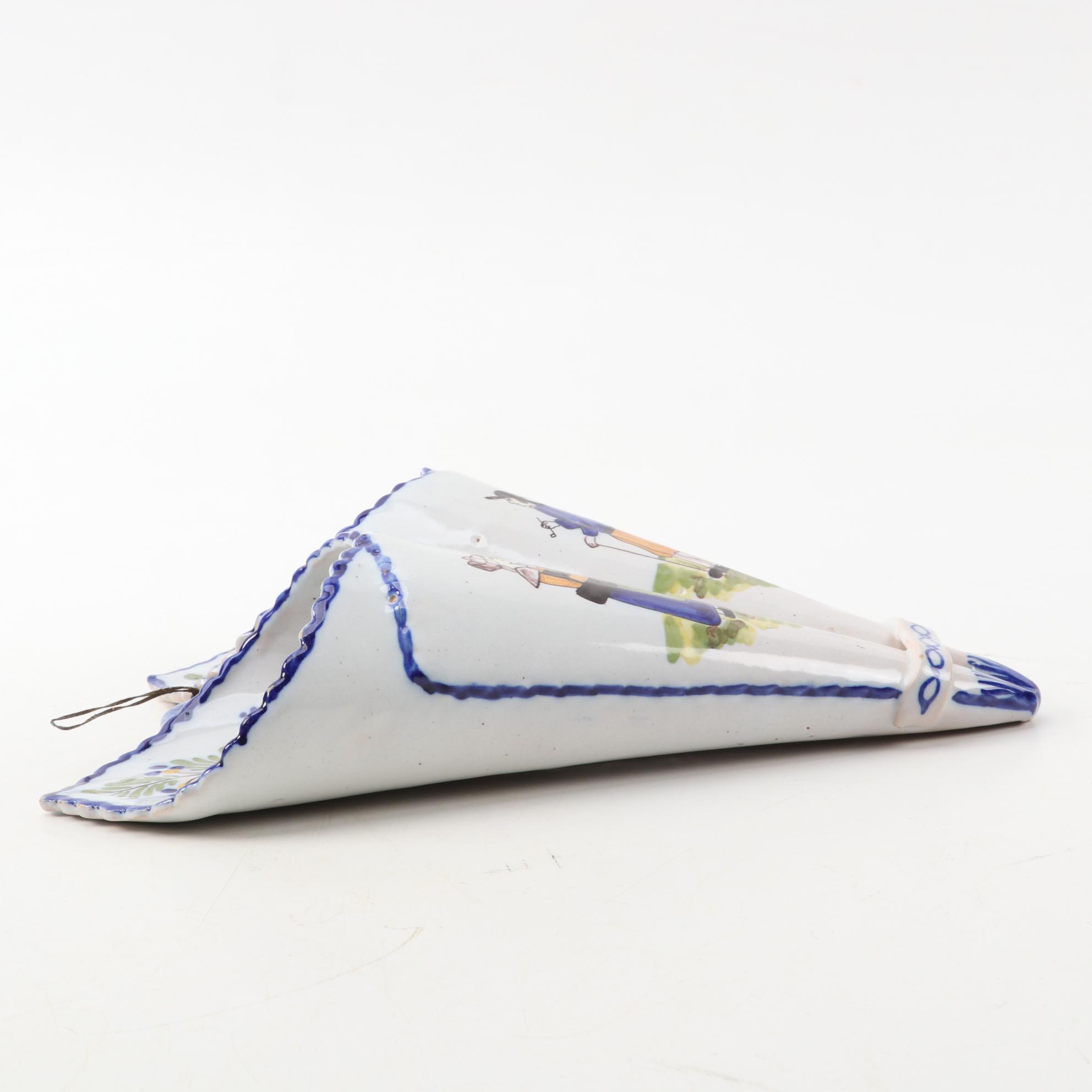 French Quimper Ceramic Wall Pocket