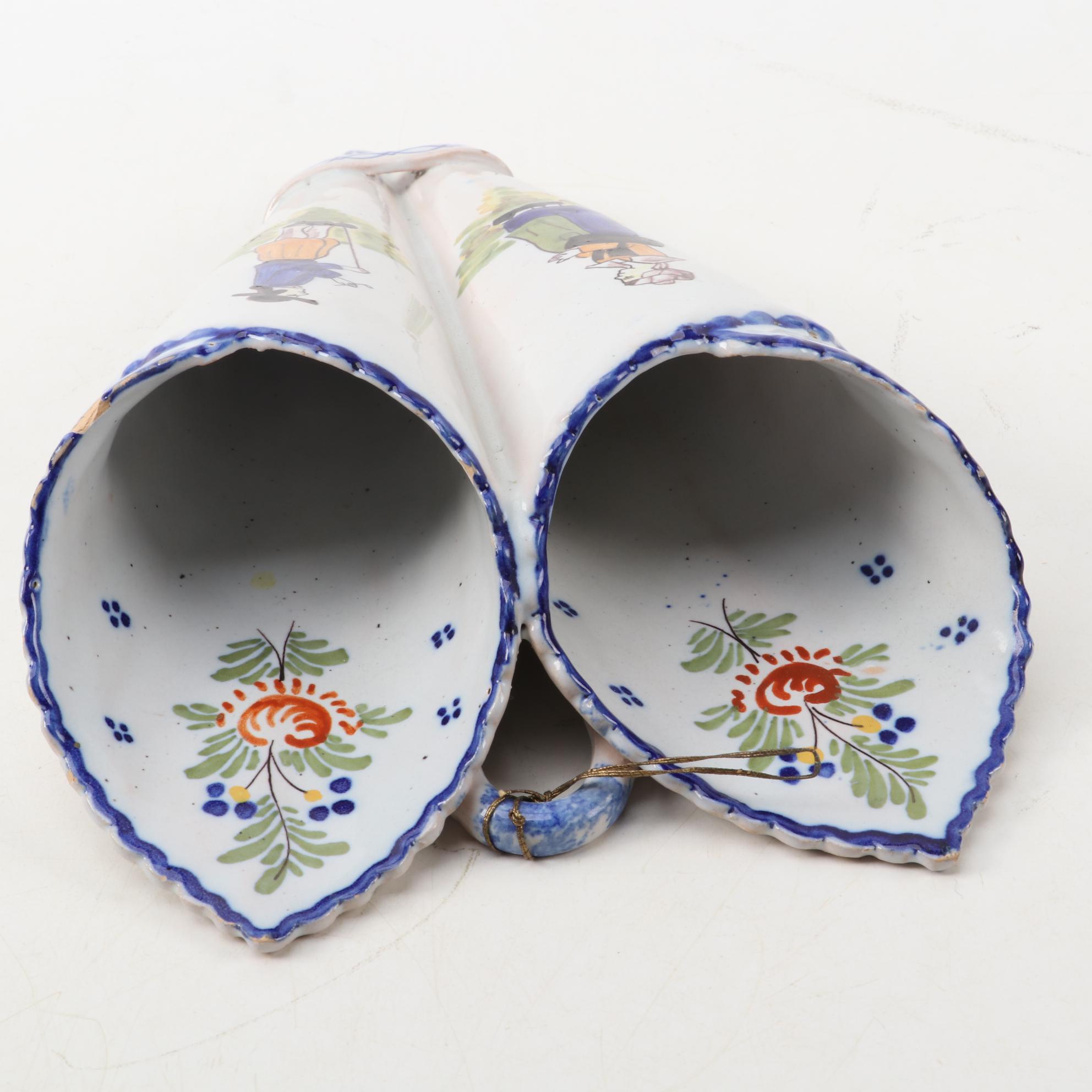 French Quimper Ceramic Wall Pocket