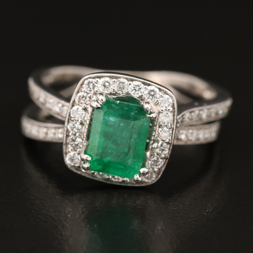 14K Emerald and Diamond Ring