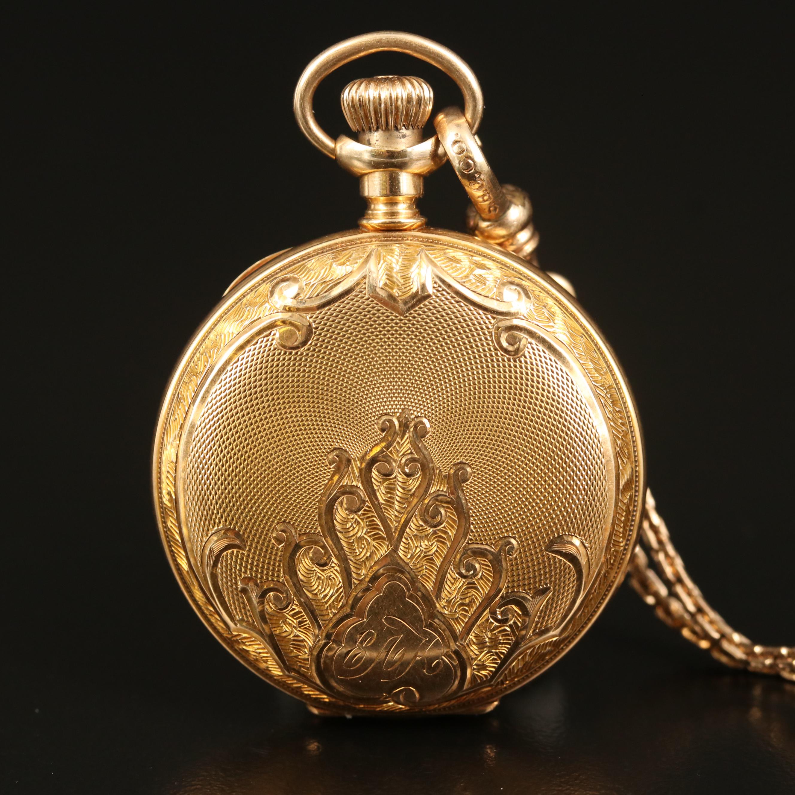 1903 14K Waltham Pocket Watch with Gold Filled Fob Chain