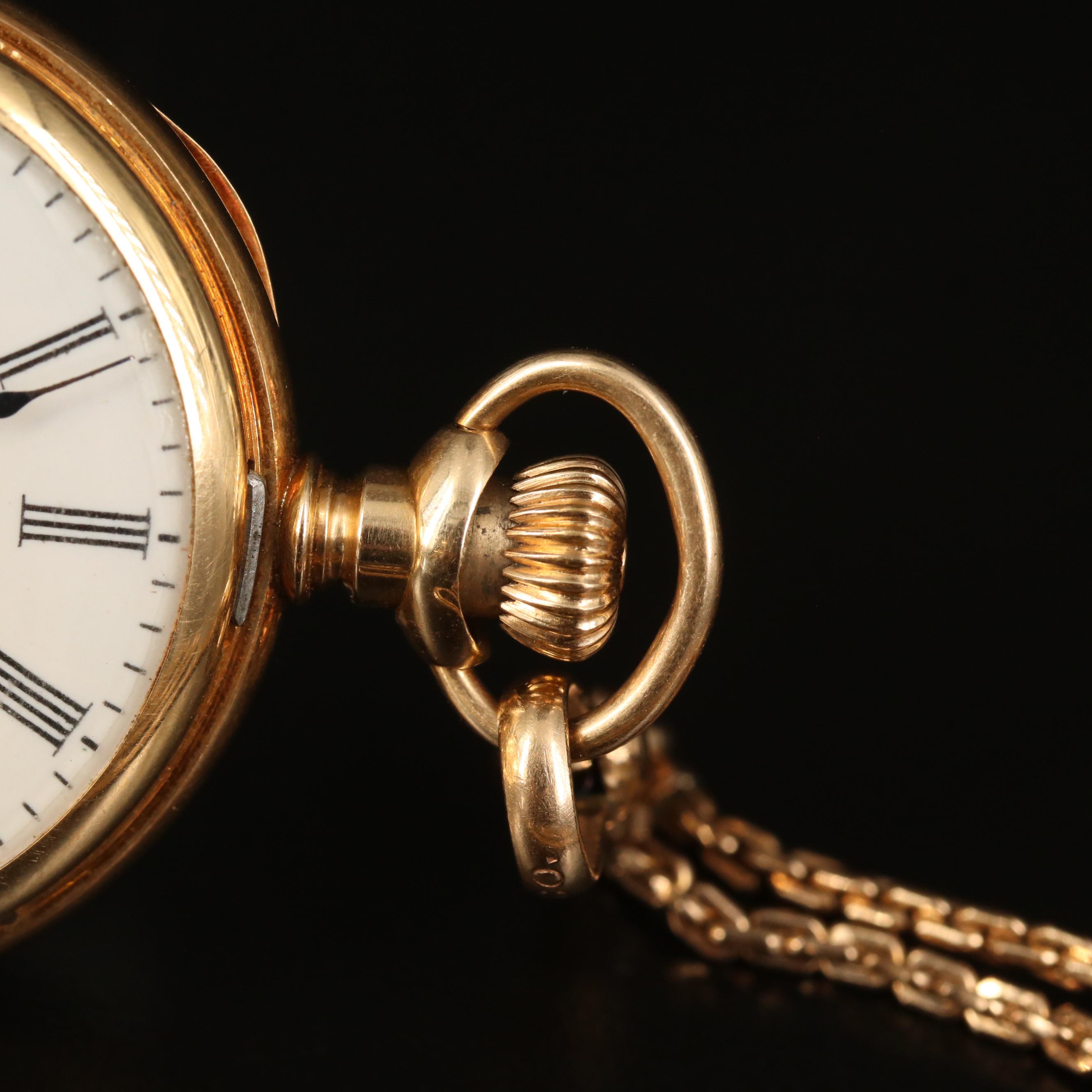 1903 14K Waltham Pocket Watch with Gold Filled Fob Chain