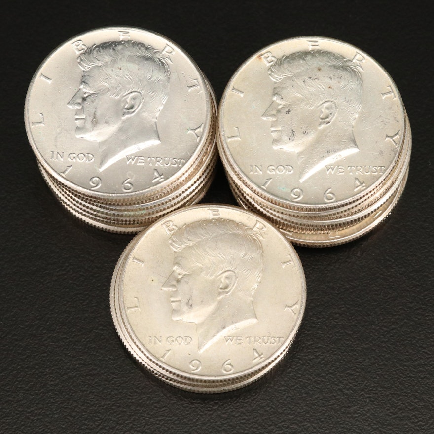 Twenty 1964 Kennedy Silver Half Dollars